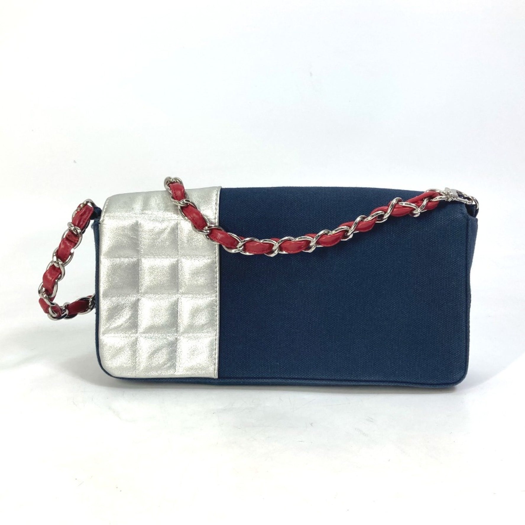 Chanel vintage Chain bag shoulder bag Shoulder Bag Red x Silver