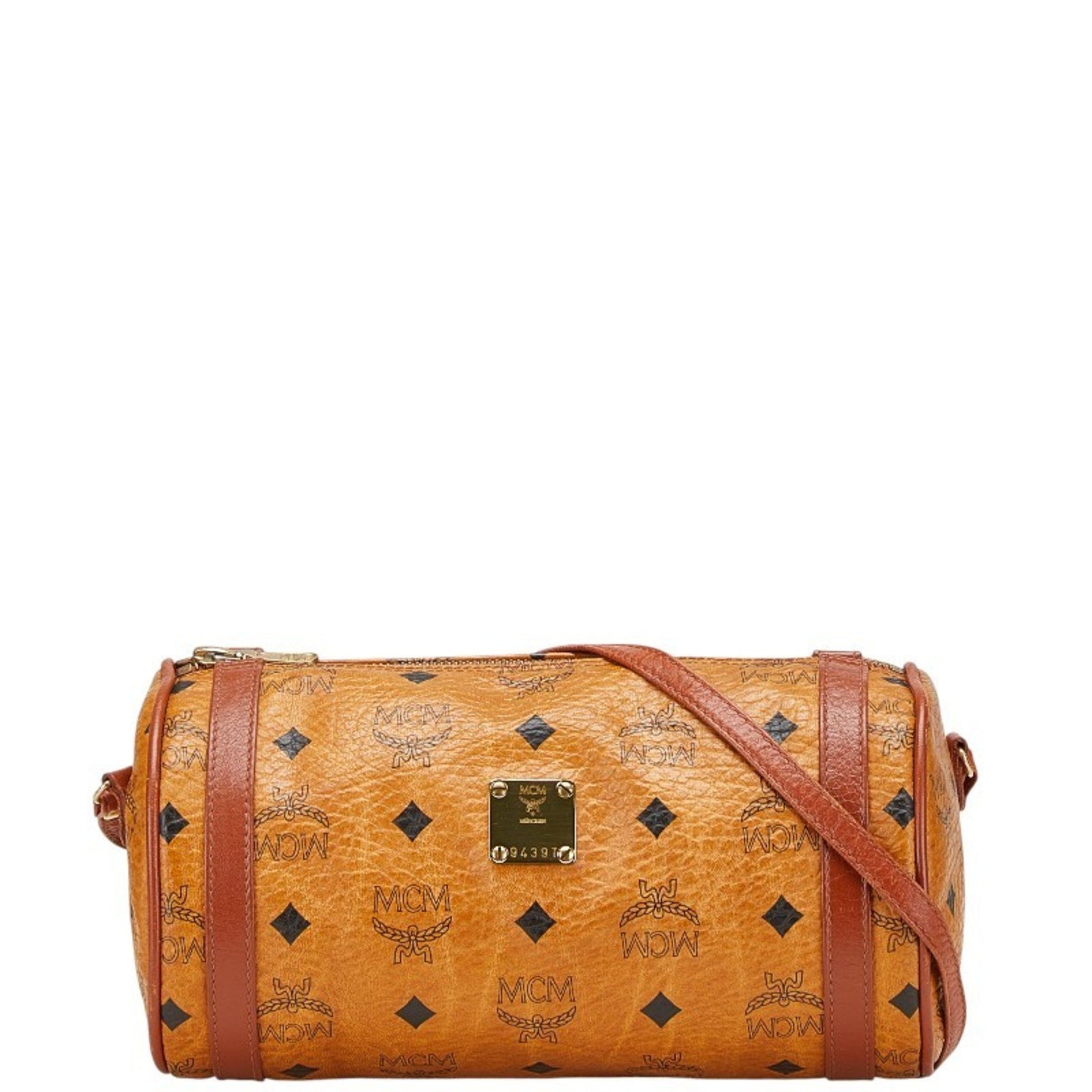MCM Visetos Logogram Shoulder Bag in PVC and Leather