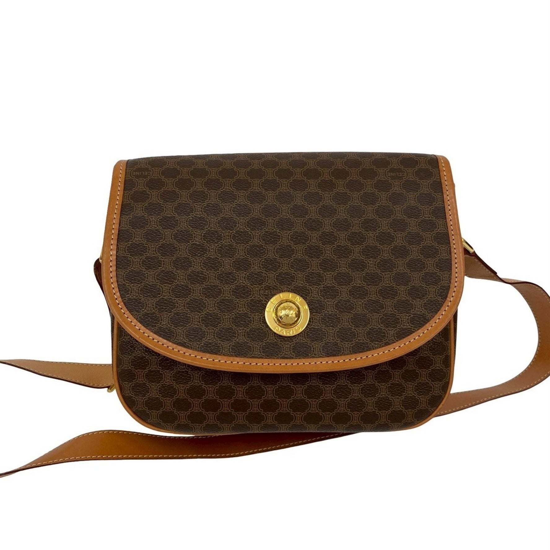 CELINE Macadam Blason Triomphe Pattern Star Ball Logo Hardware Leather Shoulder Bag Pochette