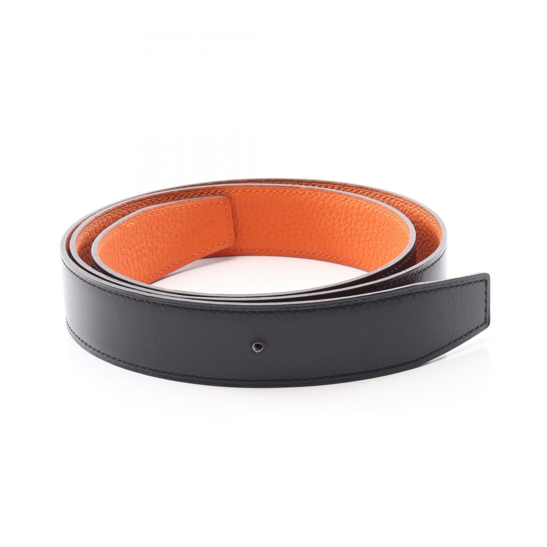 Hermes Hermès Togo Box Calf Leather Belt Black/Orange