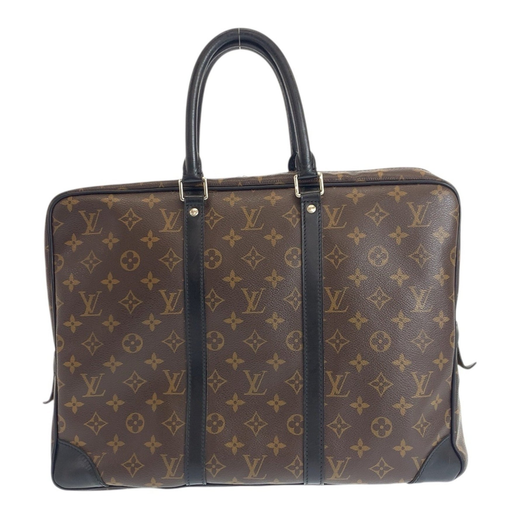 LOUIS VUITTON Monogram Macassar Voyage Business Briefcase, Brown/Black with Silver Hardware