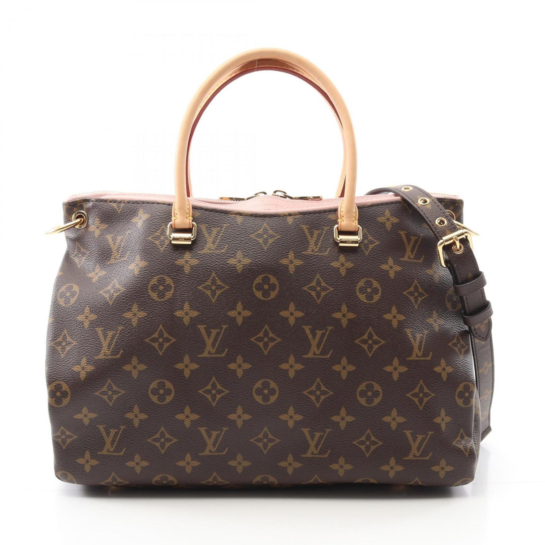 Louis Vuitton Pallas Handbag, Coated Canvas and Leather, Monogram, Brown, Black, Pink