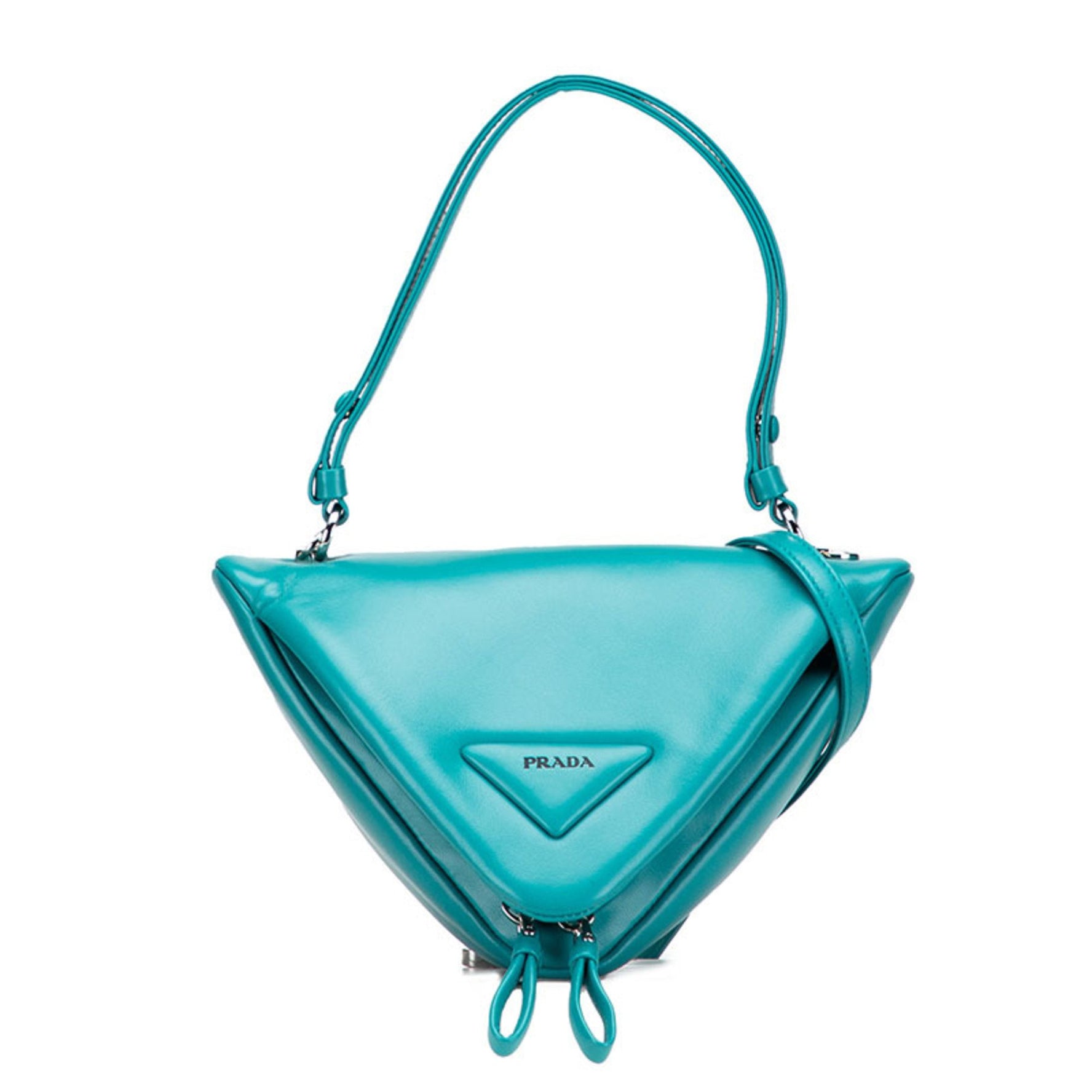 Prada Triangle Handbag/Shoulder Bag, Blue-Green Padded Nappa Leather