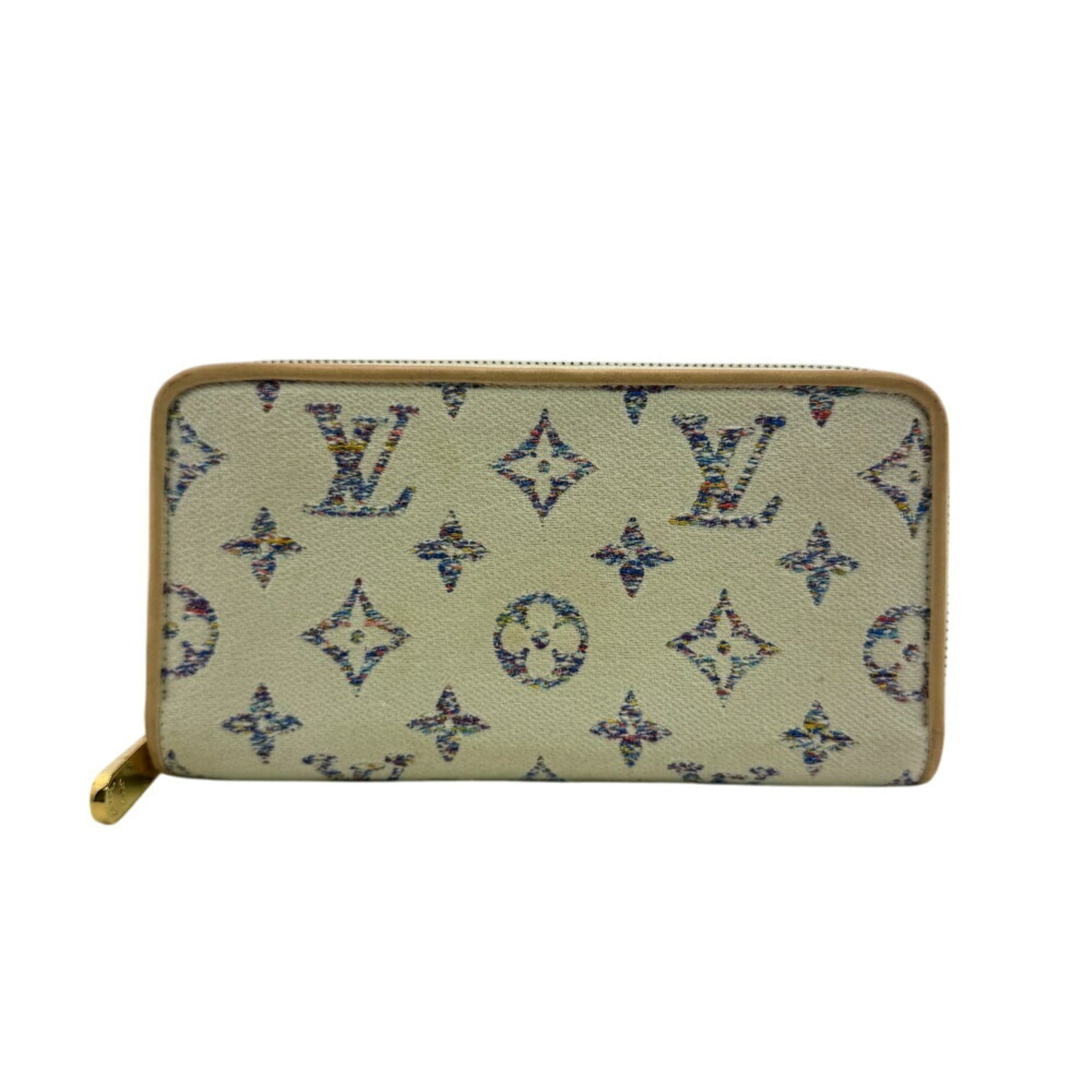 LOUIS VUITTON Zippy Wallet Round Monogram Jacquard Long White
