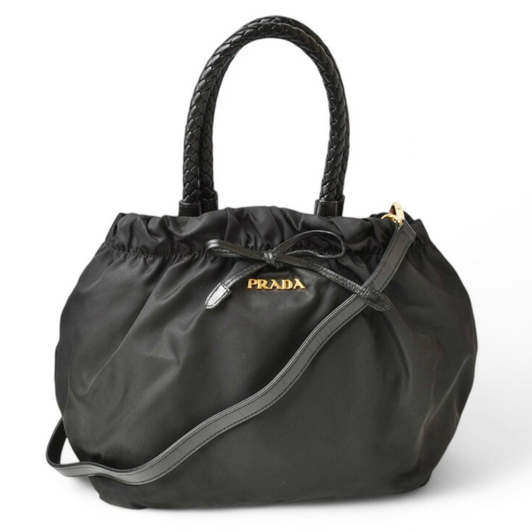 Prada handbag shoulder bag 2way PRADA TESSUTO nylon ribbon black with strap