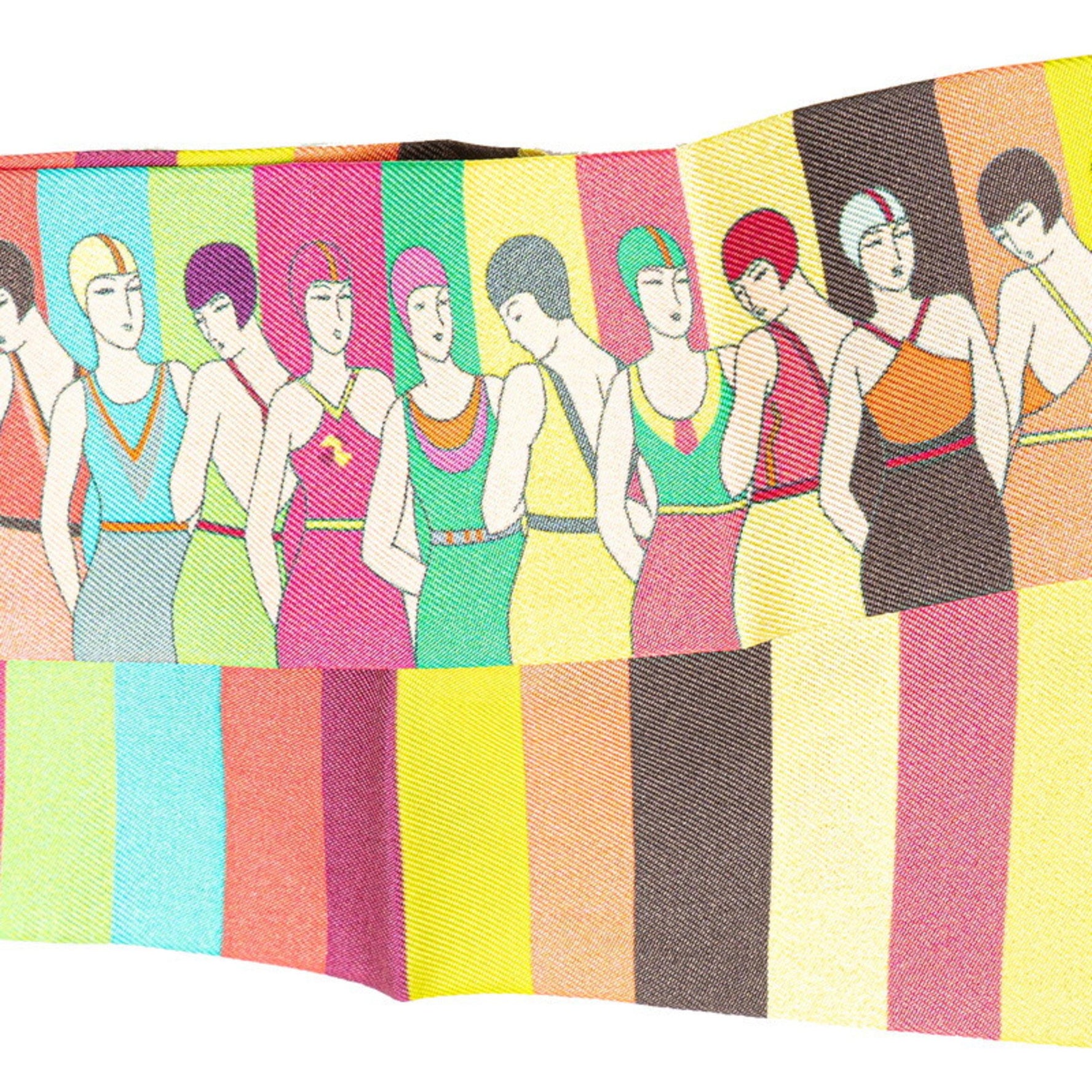 Hermes Twilly LES BAIGNEUSES Swimsuit Swimmer Scarf Muffler Multicolor Silk