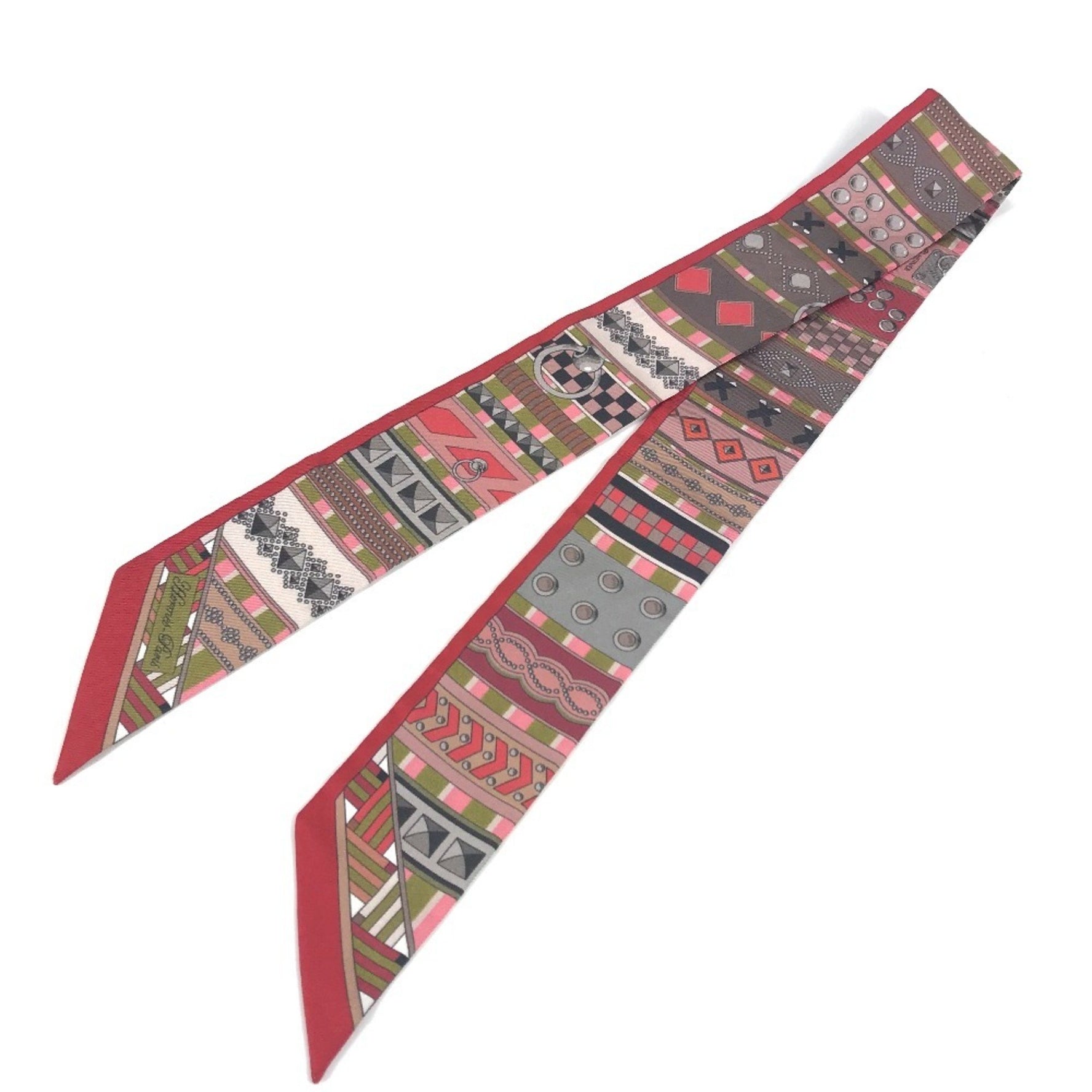 HERMES Twilly Collier de Chien Scarf Silk Red