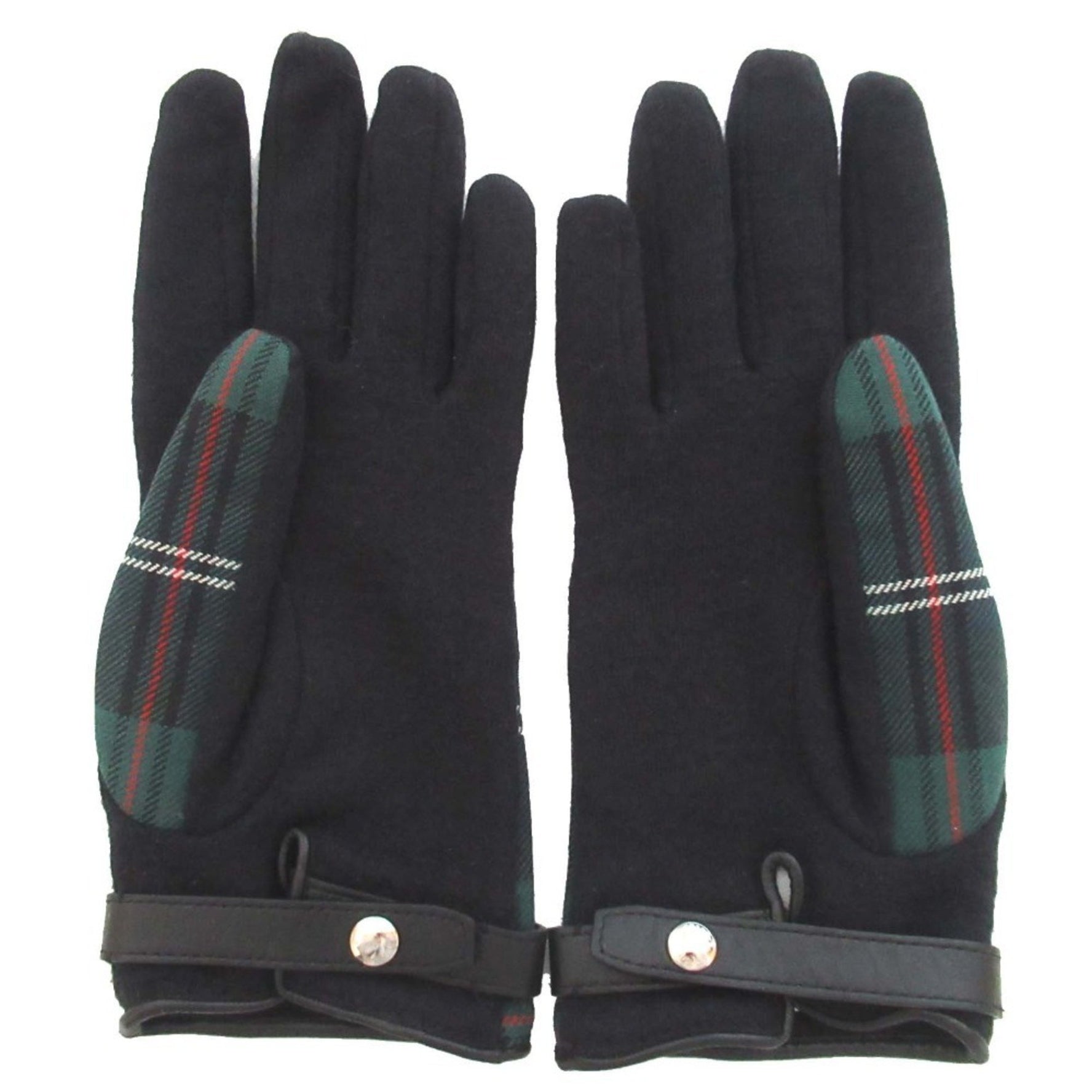 Burberry Black Watch Check Gloves, Size 7.5