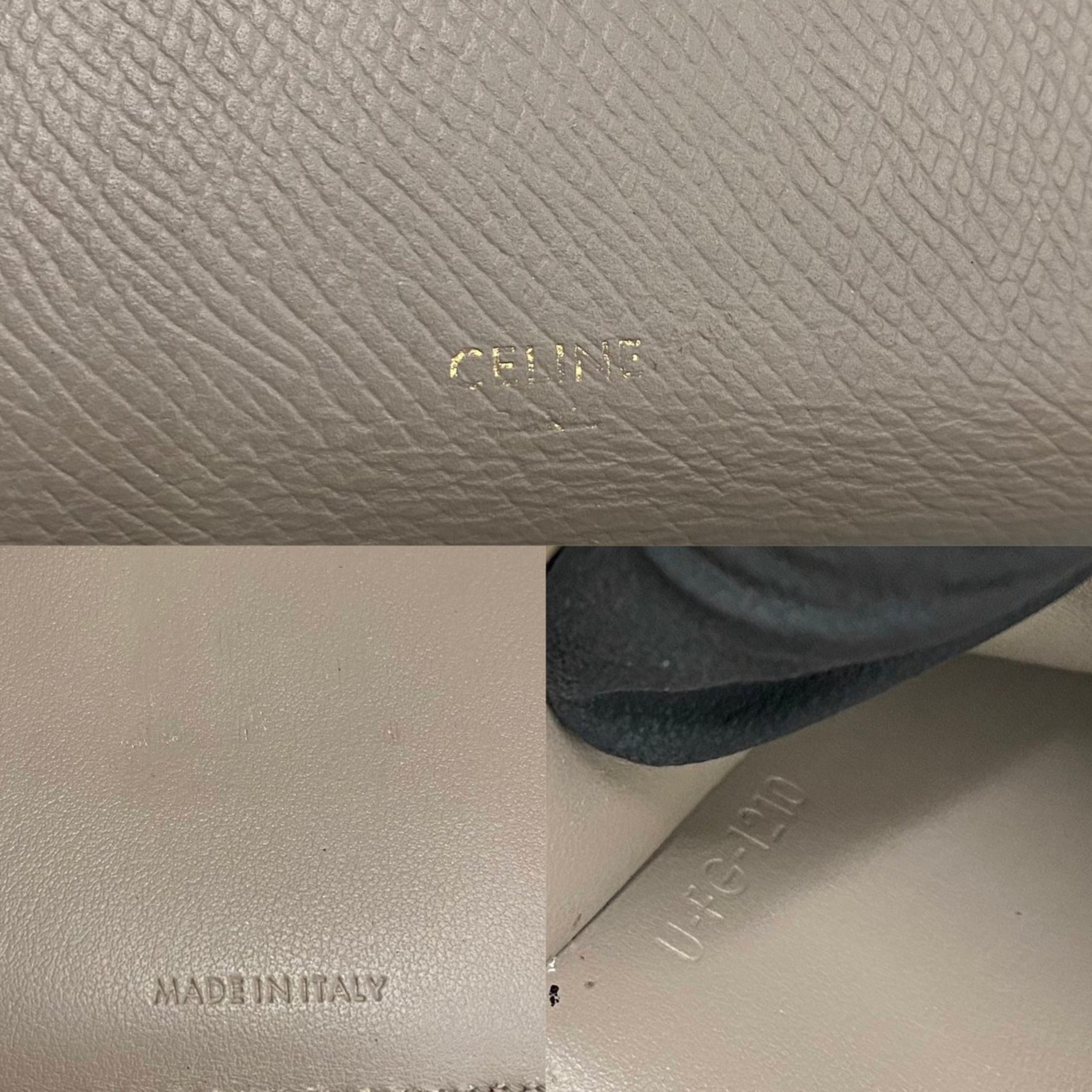 CELINE Logo Leather Genuine Bifold Wallet Mini Coin Purse Case Card