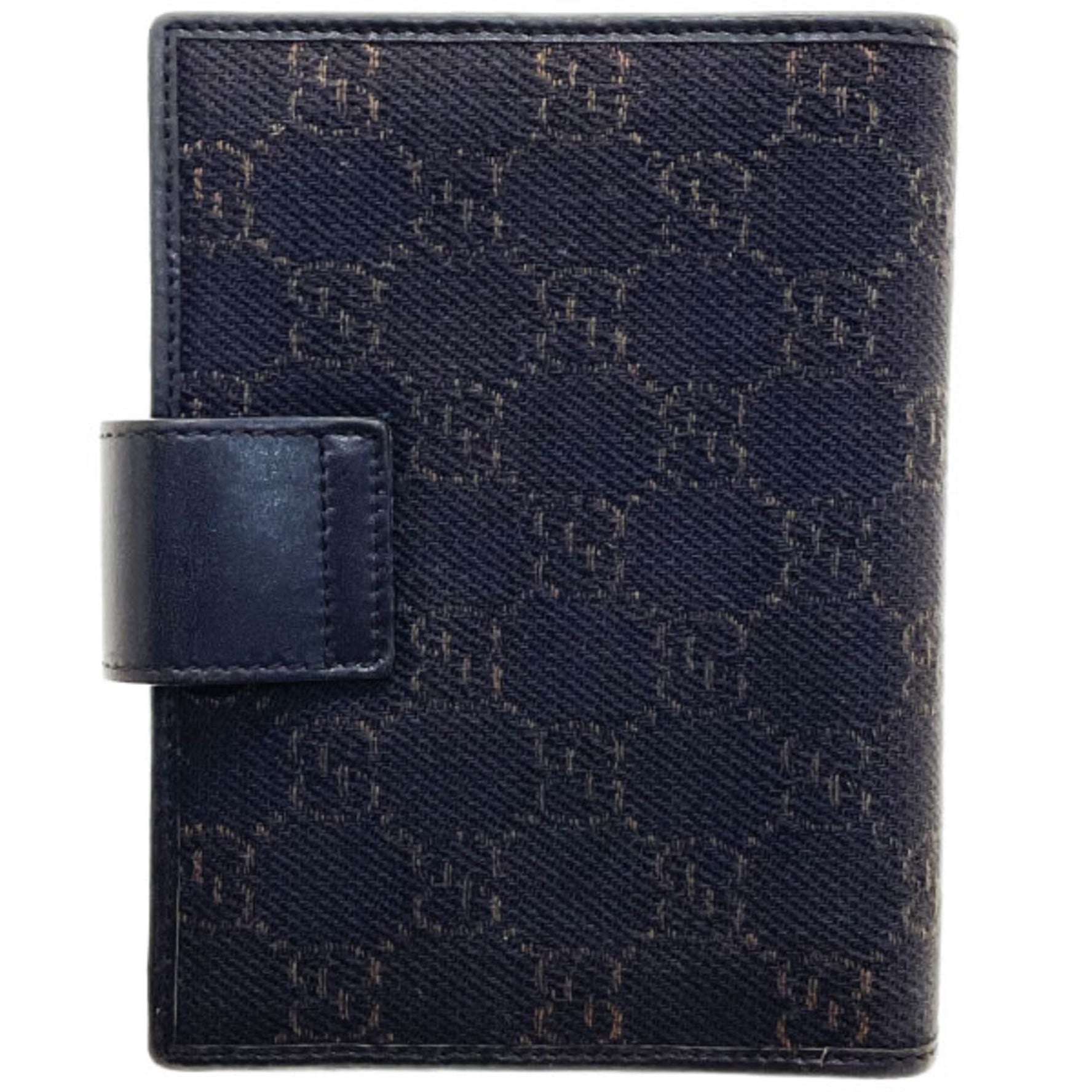 Gucci Notebook Cover GG Denim Canvas Leather Dark Brown Notepad