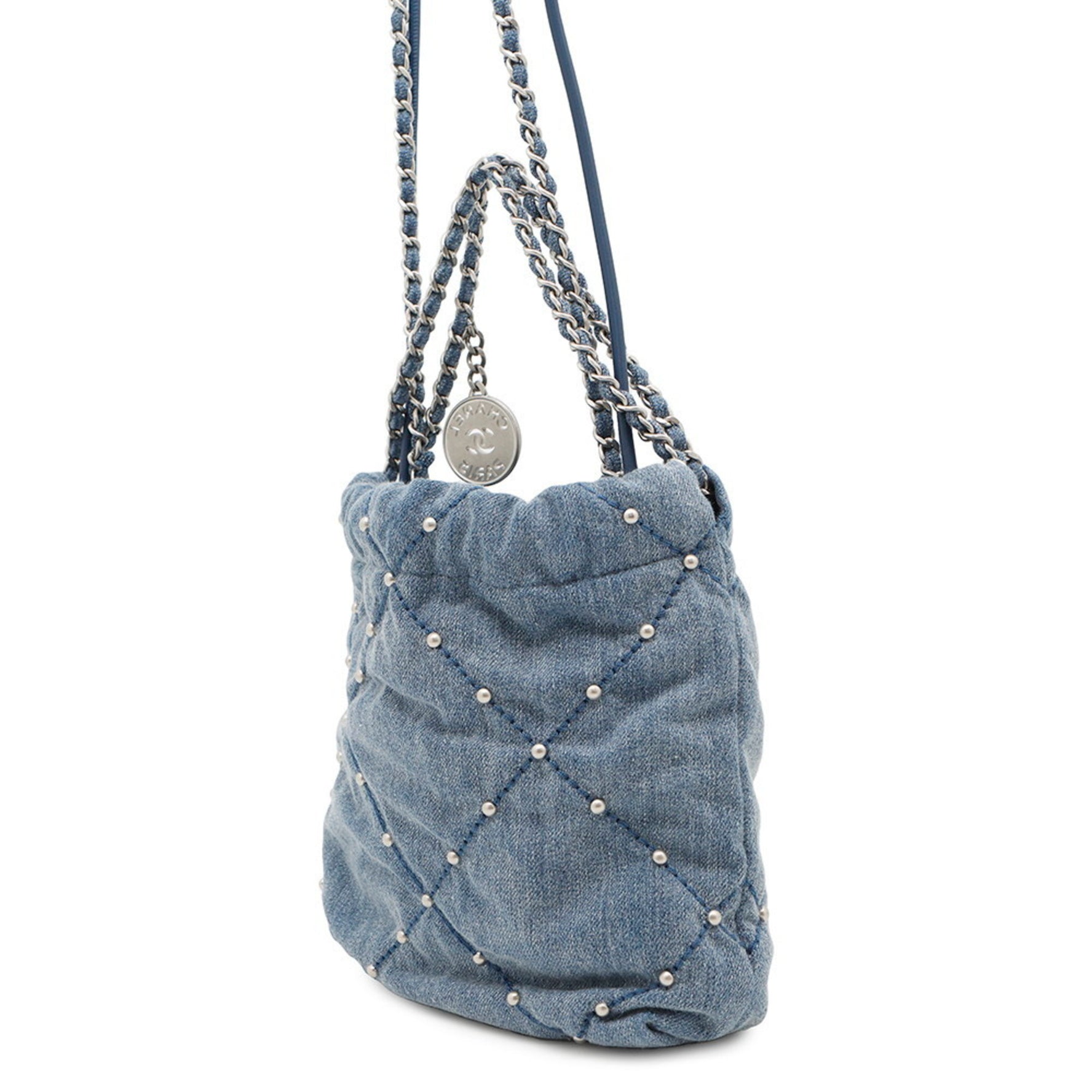 CHANEL 22 Mini Coco Mark Denim Handbag