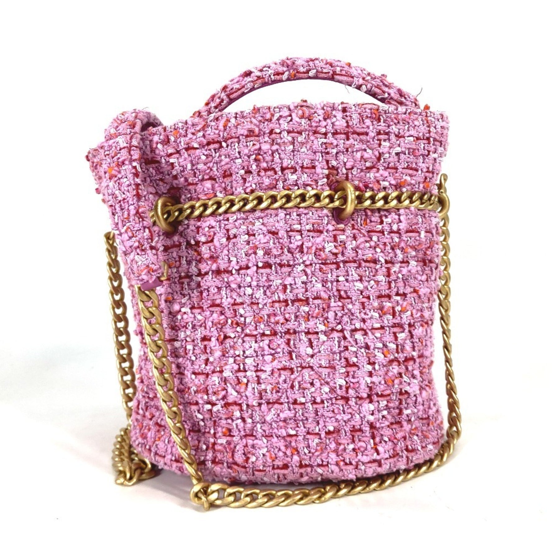 CHANEL CC Coco Mark Chain Bucket-Shaped Pochette, Handbag/Shoulder Bag, Tweed