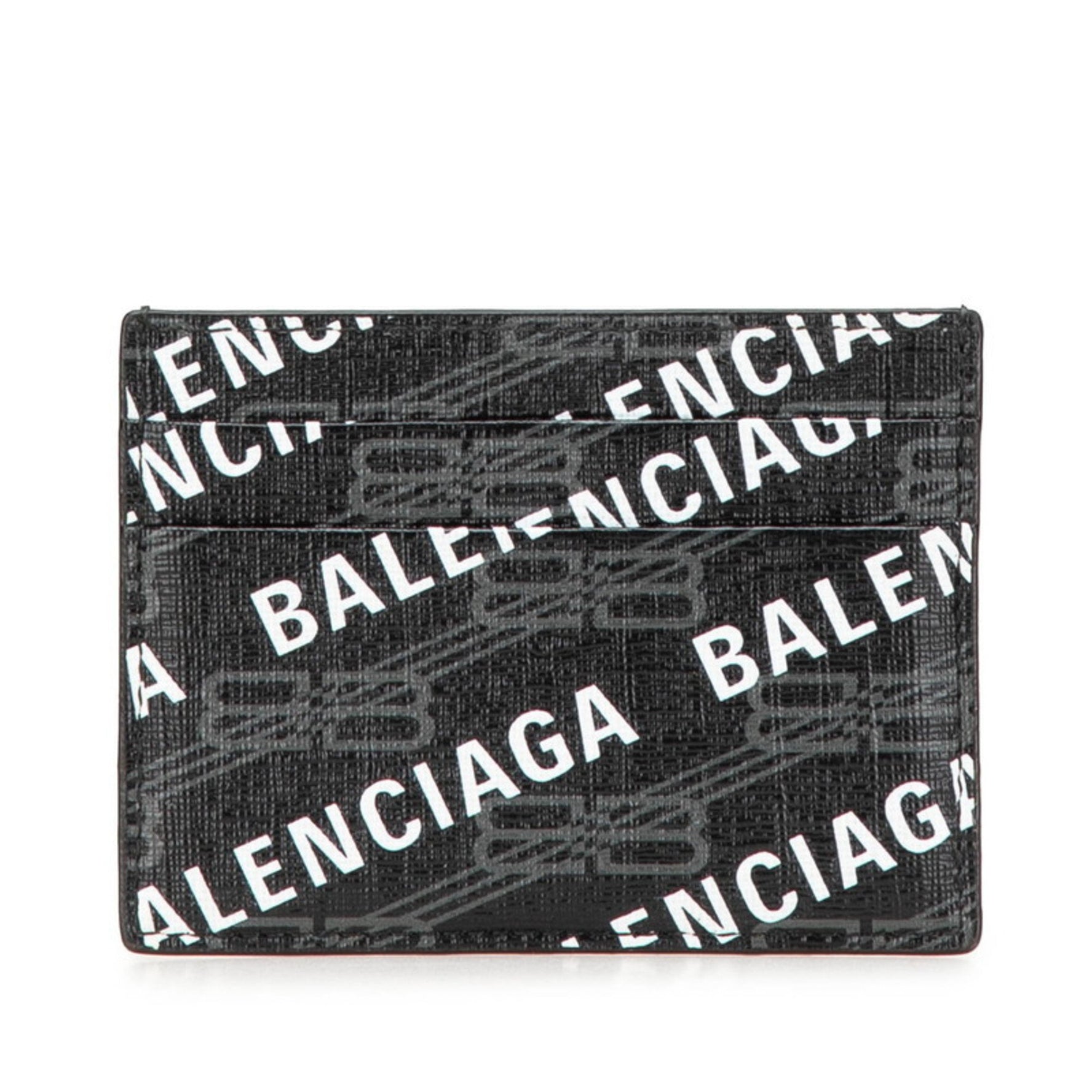 Balenciaga Logo Card Case/Pass Case Black/White PVC