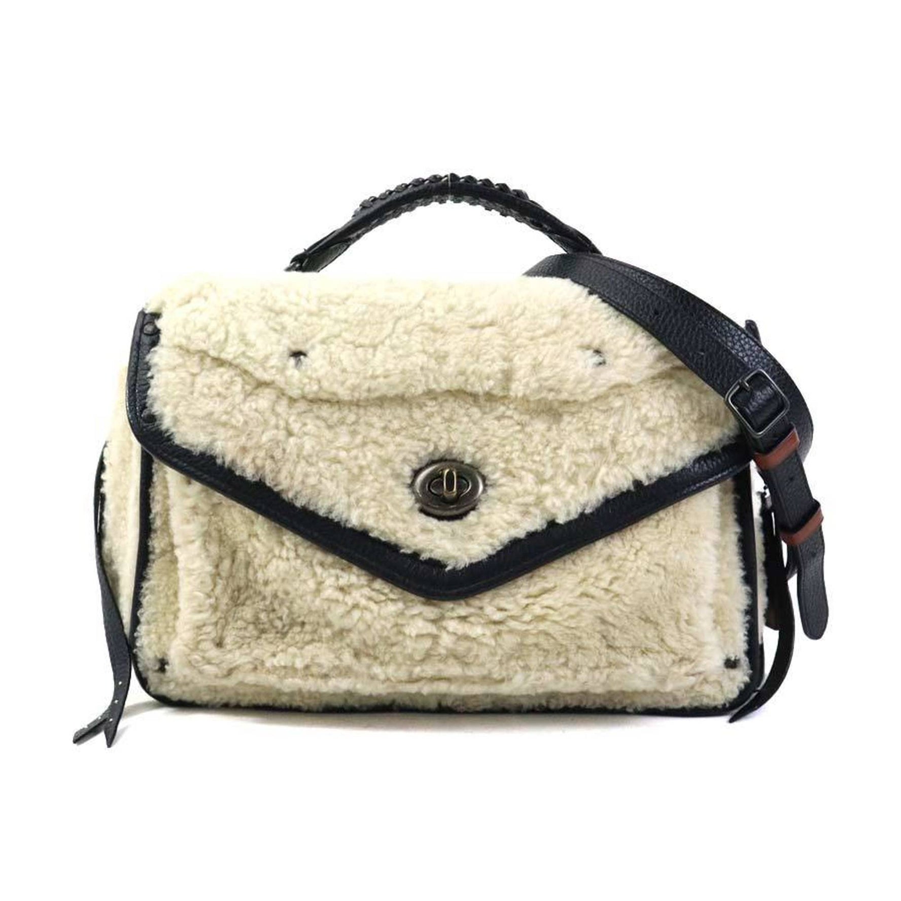 Coach shoulder bag boa leather ivory x black men's