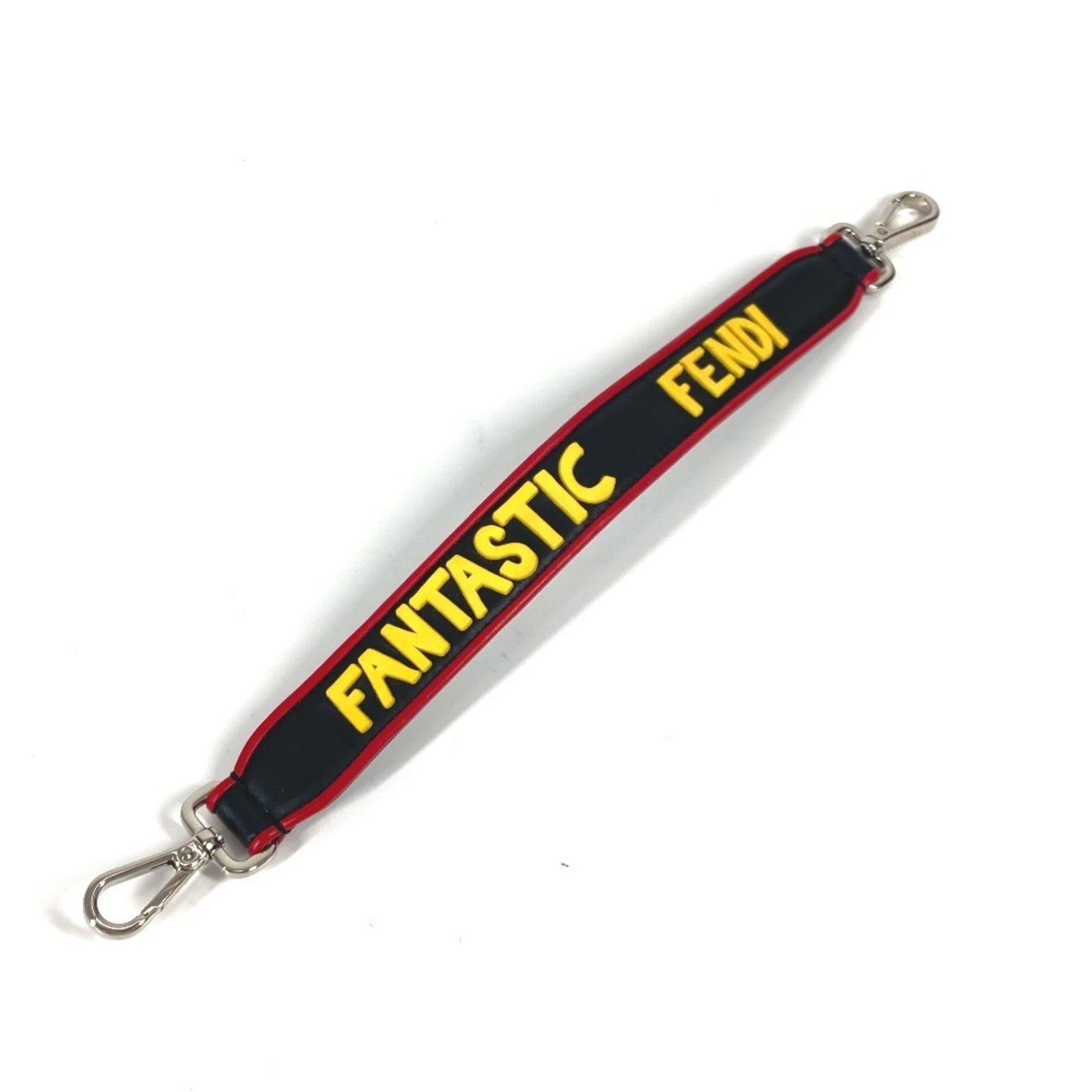 FENDI Strap You Logo Stripe Short Shoulder Leather Men Women Black