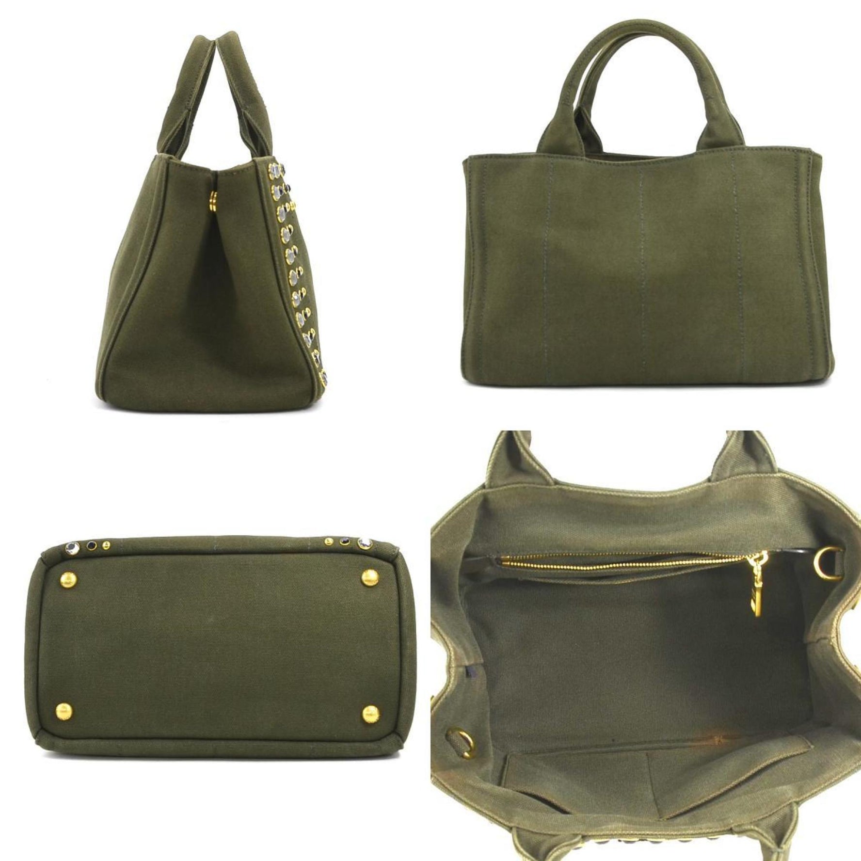 PRADA handbag shoulder bag canapa canvas gold ladies