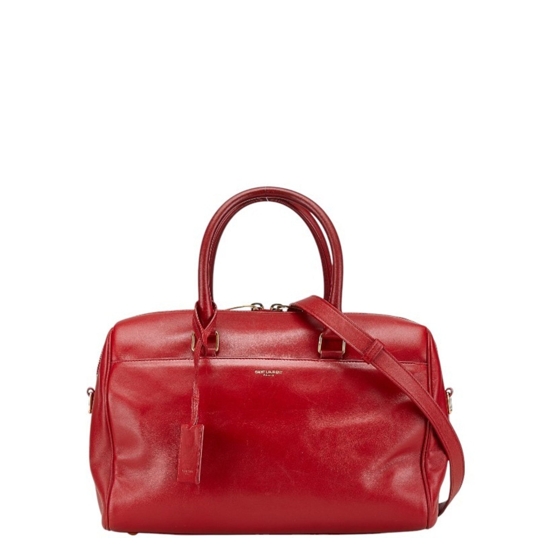 Saint Laurent Baby Duffle Handbag Shoulder Bag Red Leather