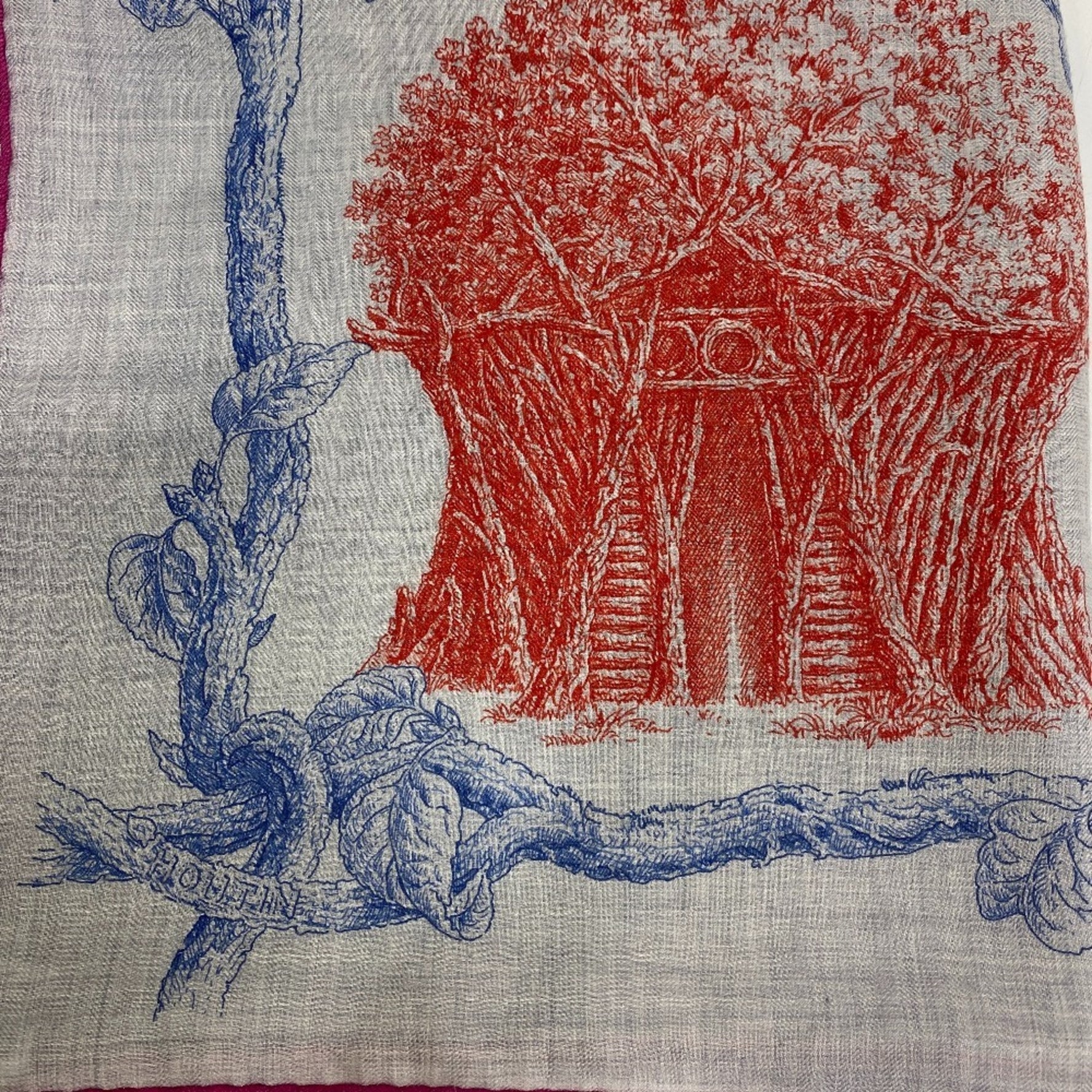 HERMES LES CABANES Various Cabins Carre Gean Scarf Muffler Grey