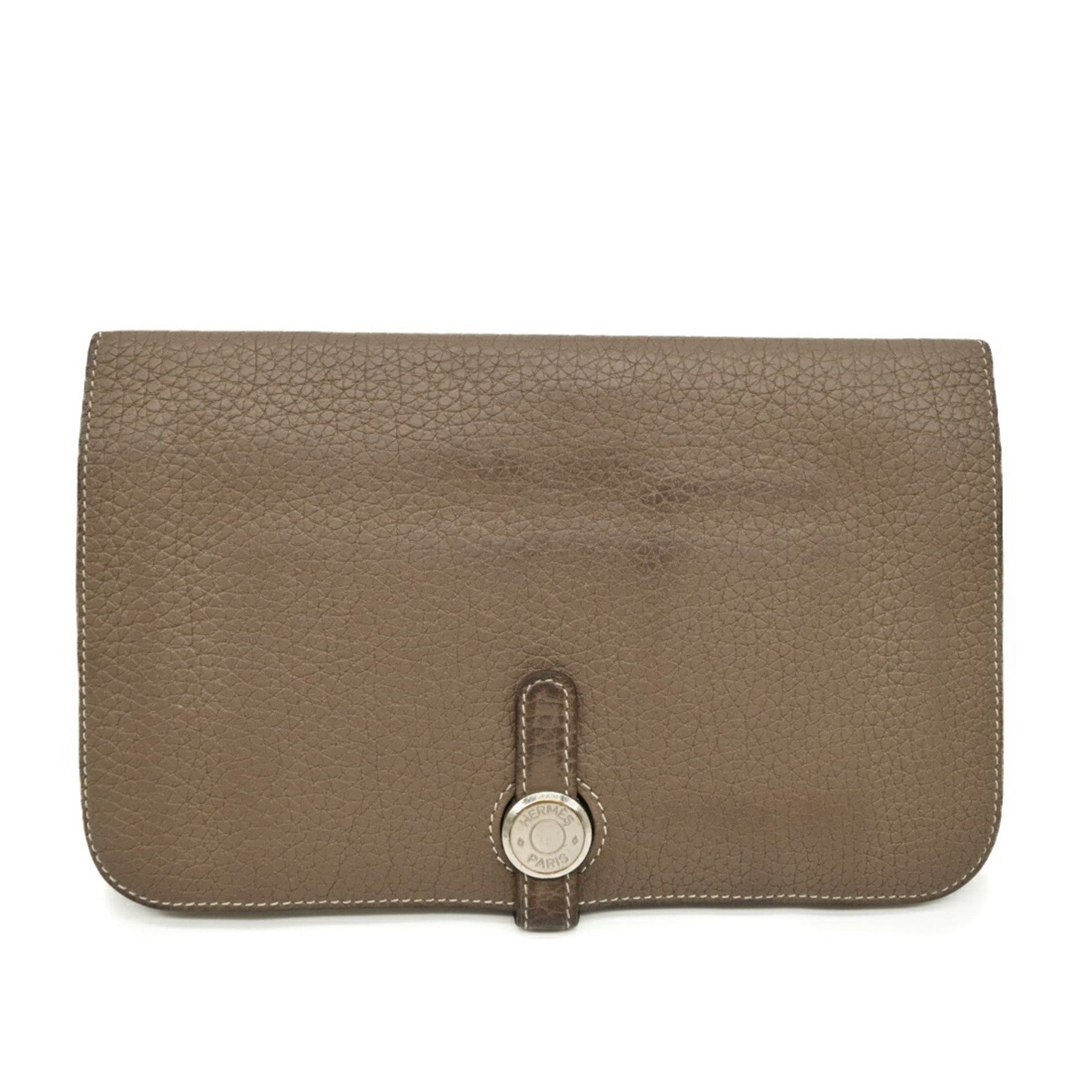 HERMES Dogon Duo GM Long Wallet Bi-fold Togo Leather Etoupe Greige #□P