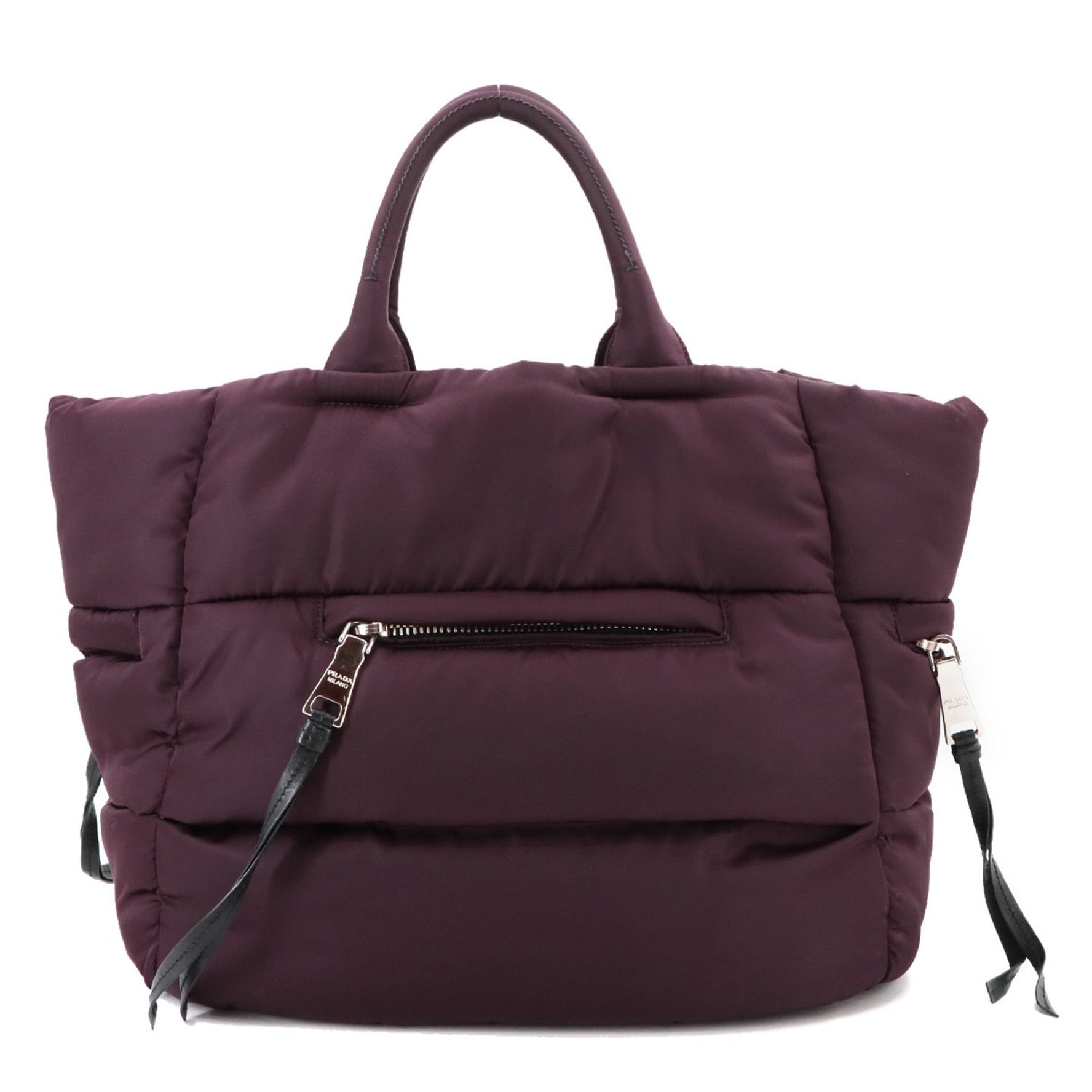 Prada Bomber 2-way hand/shoulder bag in purple nylon and leather with silver hardware (BN2632)