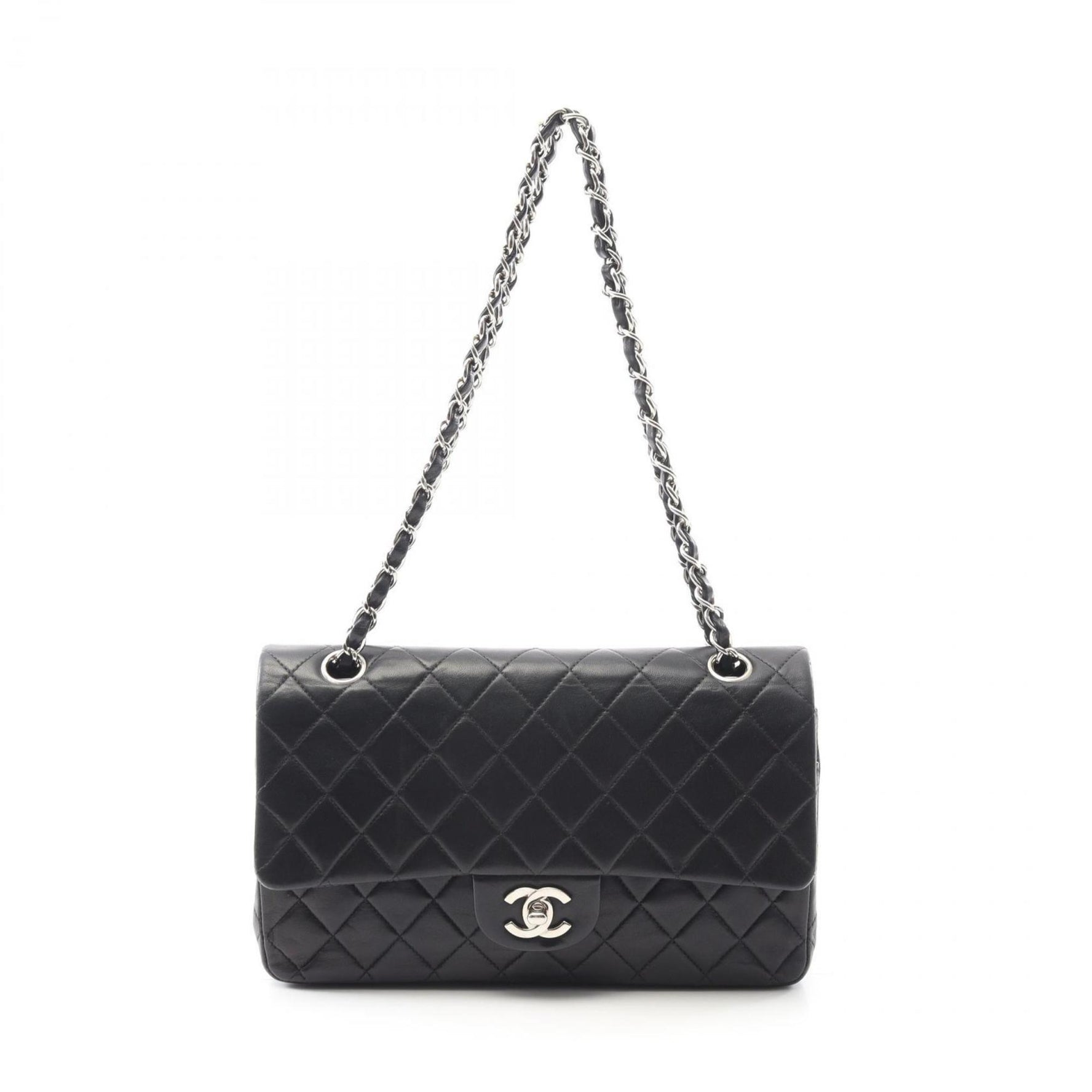 CHANEL Matelasse Double Flap Shoulder Bag in Lambskin Leather