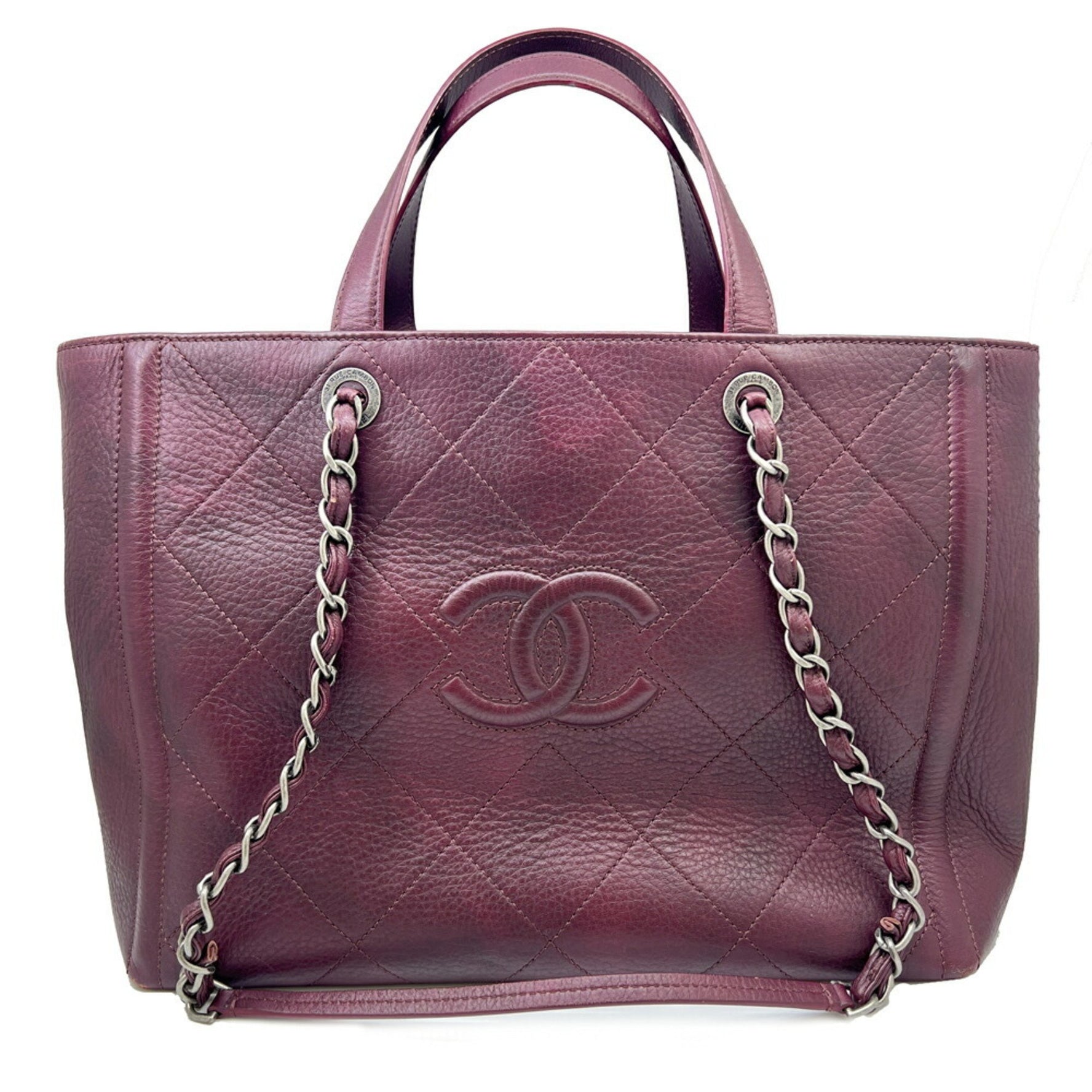 CHANEL Shoulder Bag Matelasse Red Tote Handbag Chain