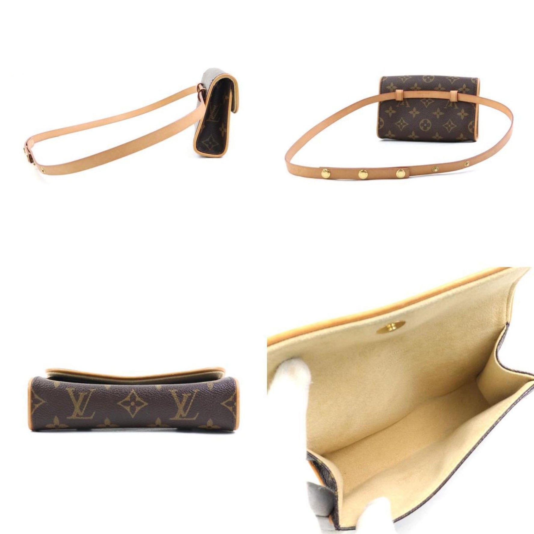 Louis Vuitton Waist Bag Bum Monogram Pochette Florentine Canvas Gold Men's