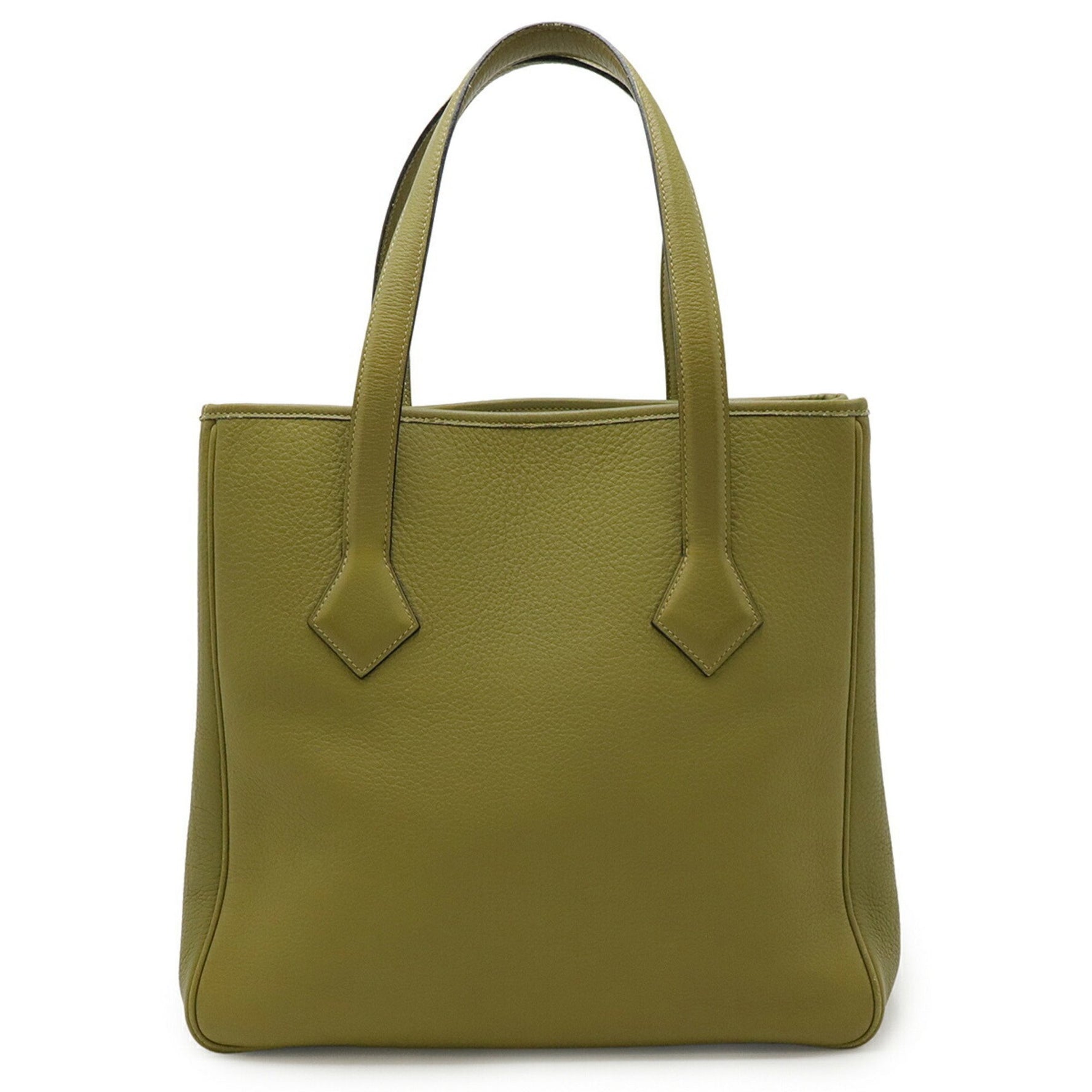 HERMES Victoria Cabas 32 Tote/Shoulder Bag in Taurillon Clemence Leather, Anise Green, K Stamped