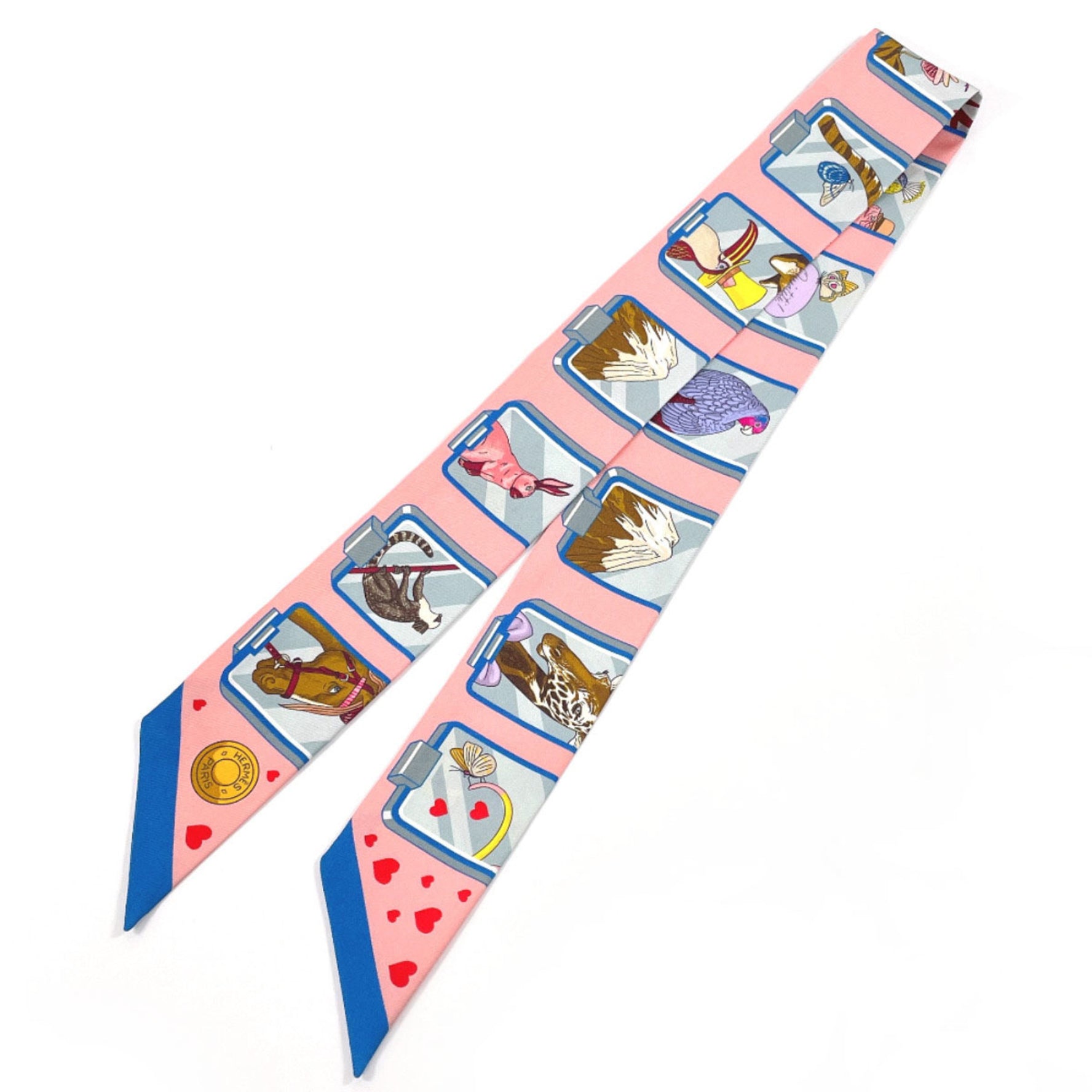 HERMES STORY Twilly Silk Pink