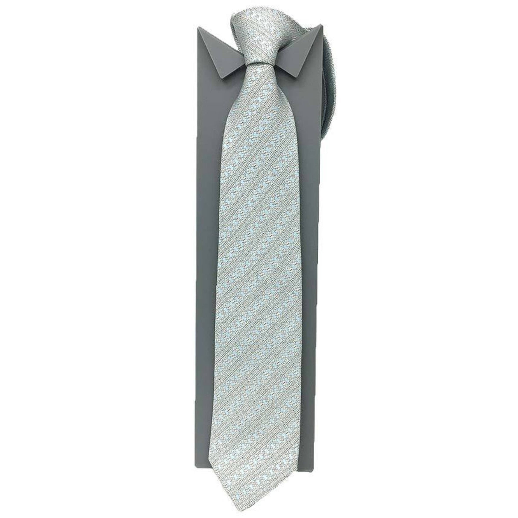 Hermes tie PELE MELE 07 chain pattern light blue CIEL/BLANC unused
