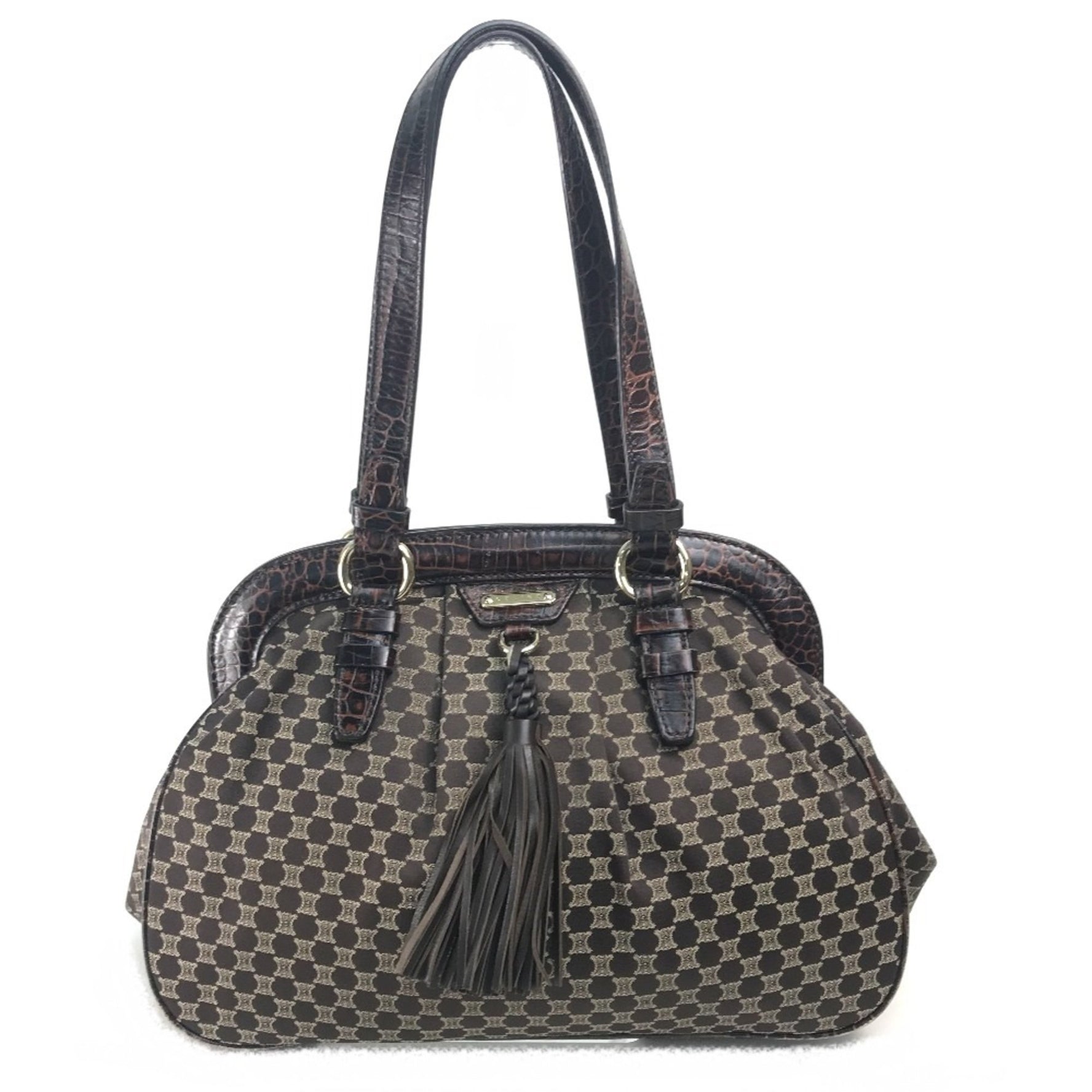 CELINE Logo Macadam Bag Tote Bag Tassel Shoulder Bag x GoldHardware