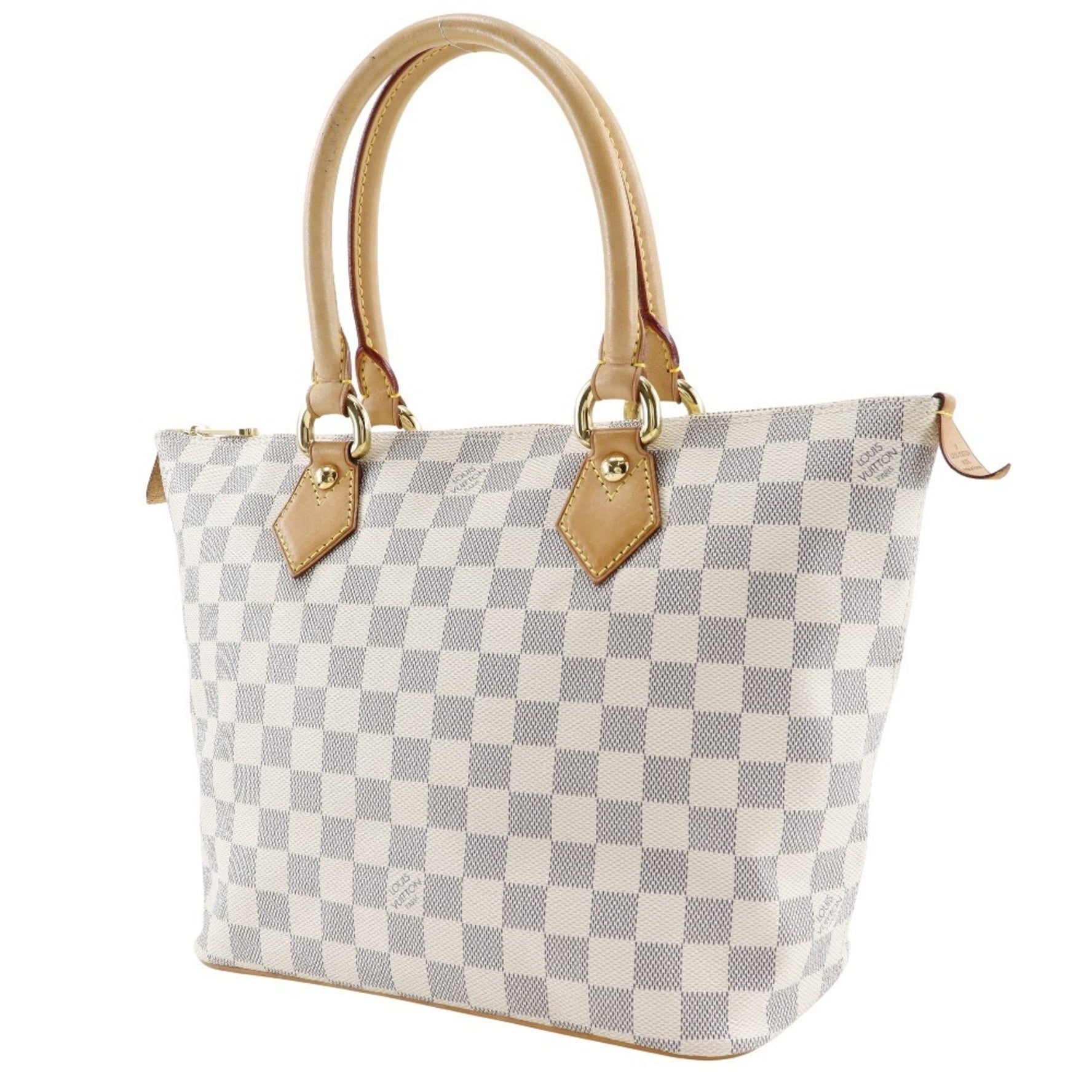 Louis Vuitton Saleya PM Handbag Damier Azur Canvas 2007 White