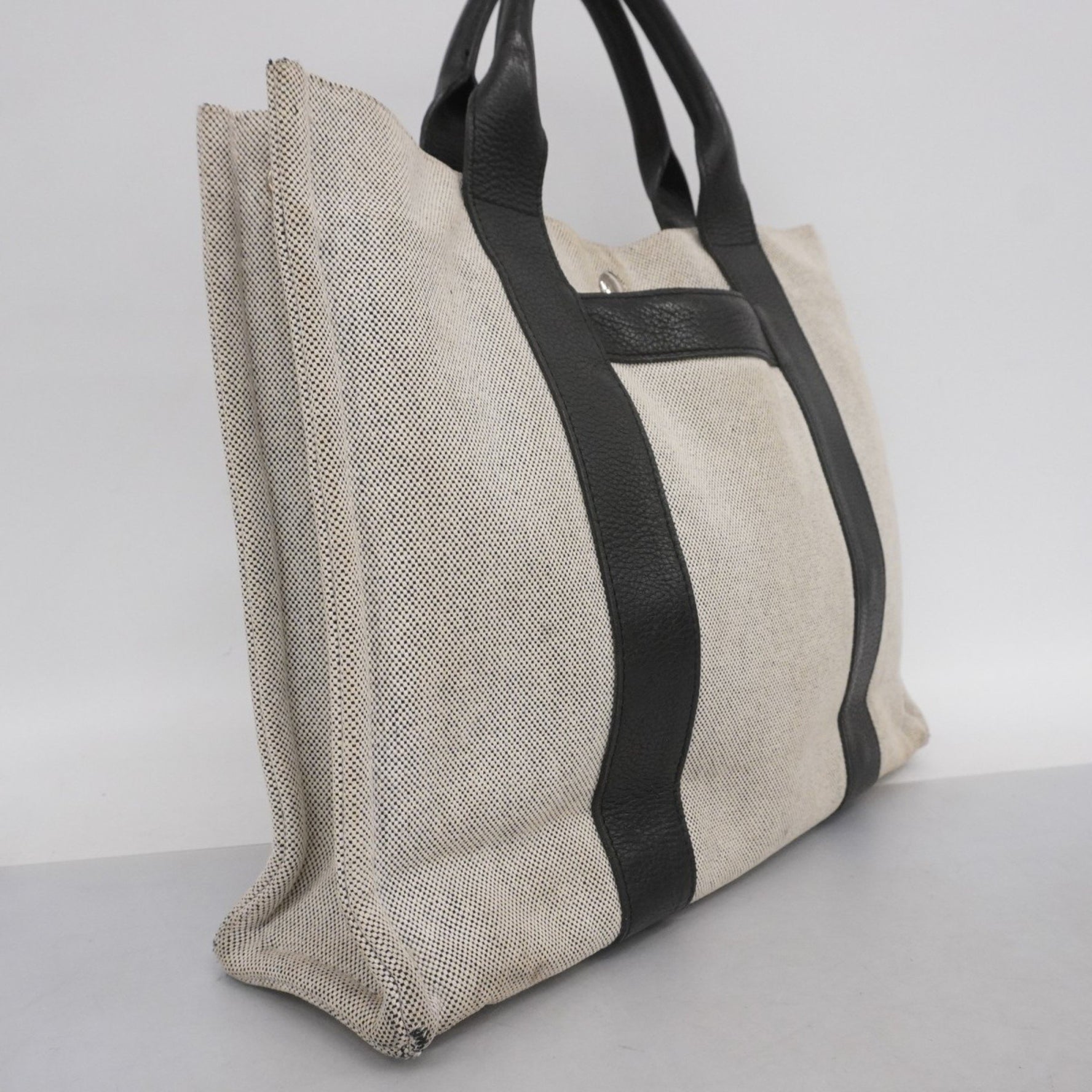 Hermes Hermès Sac Arne MM Tote Bag, Canvas, Gray, Black