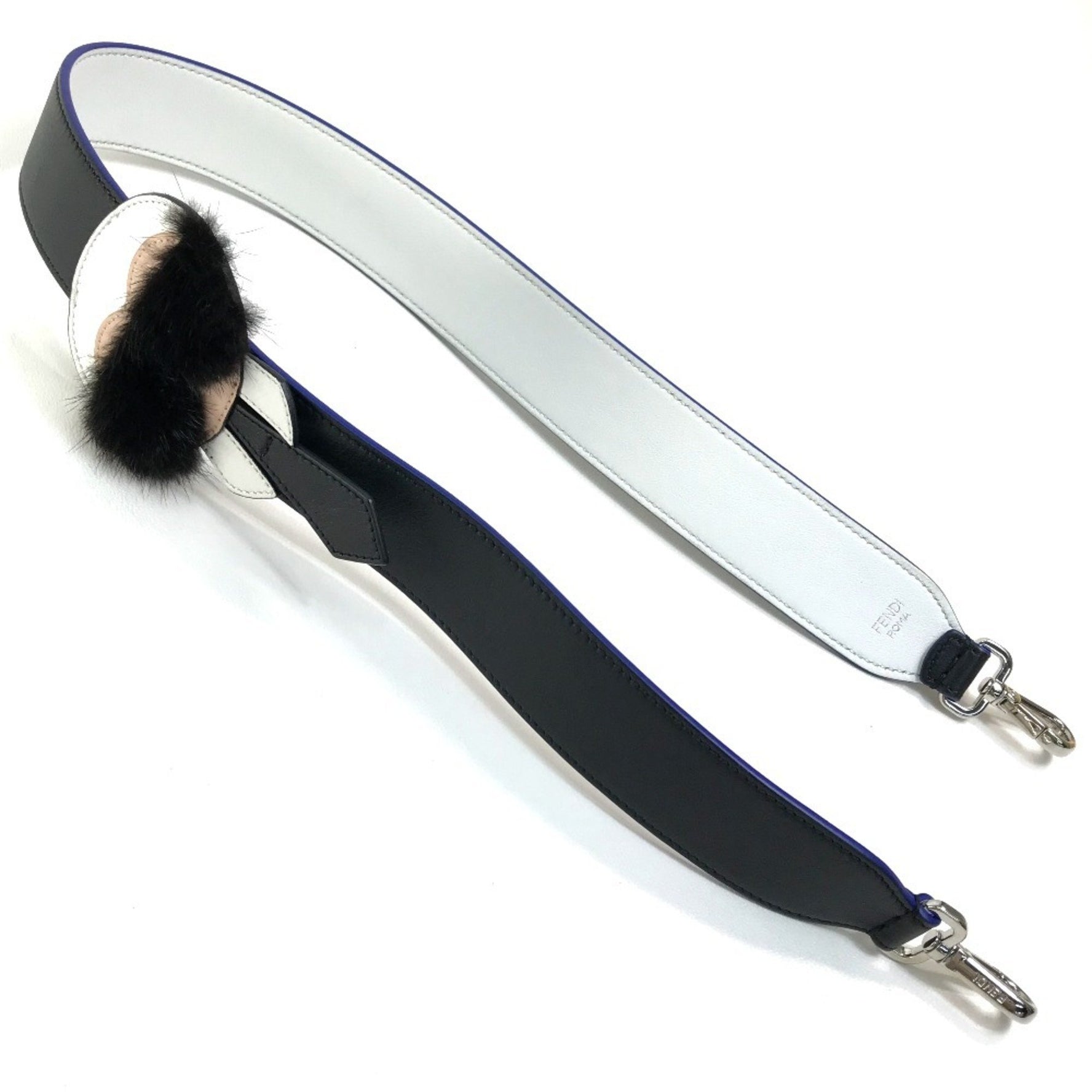 FENDI Strap You Karlito Karl Lagerfeld Shoulder Leather Black/White/Blue