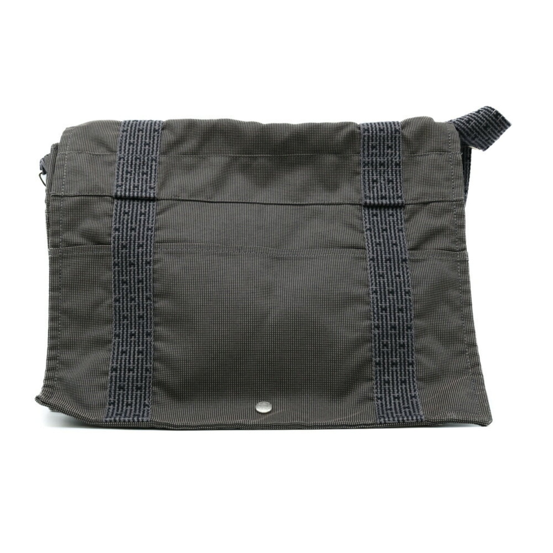 HERMES Air Line Bassus MM Shoulder Bag Nylon Canvas Grey
