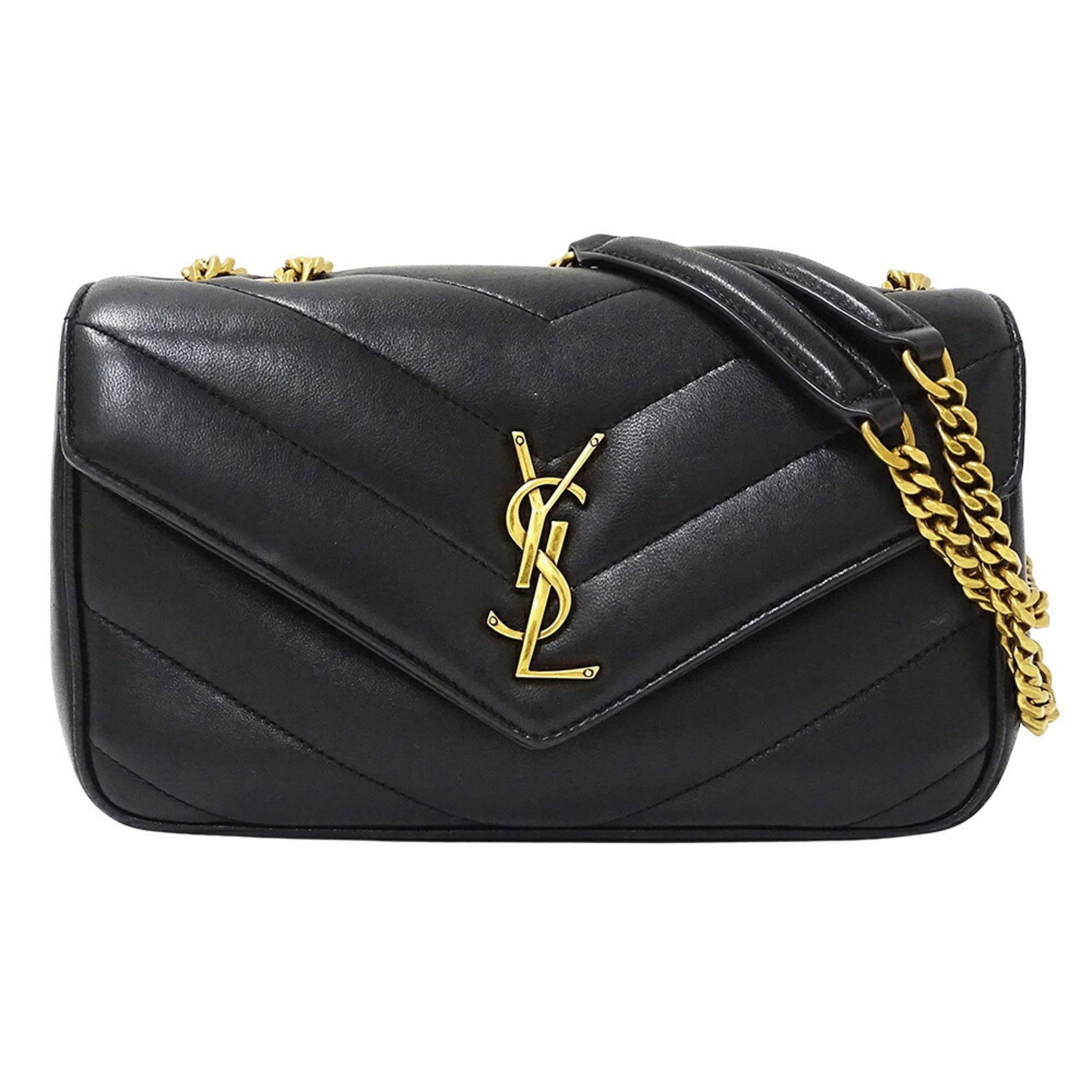 Saint Laurent Shoulder Bag, Leather, Quilted with Chain Strap