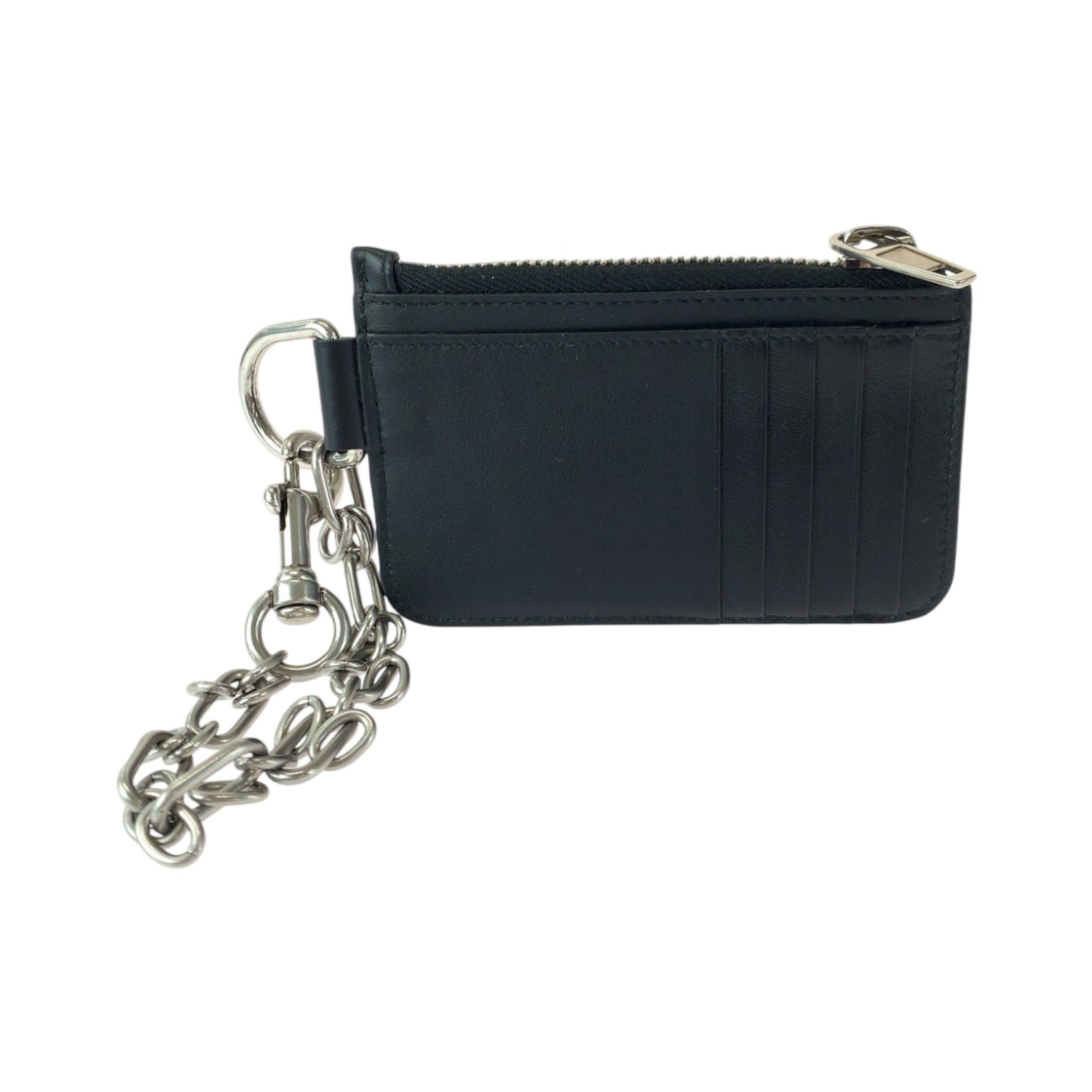 BALENCIAGA Logo Silver Hardware Leather Wallet with Chain/Coin Case Business Card Holder/Card