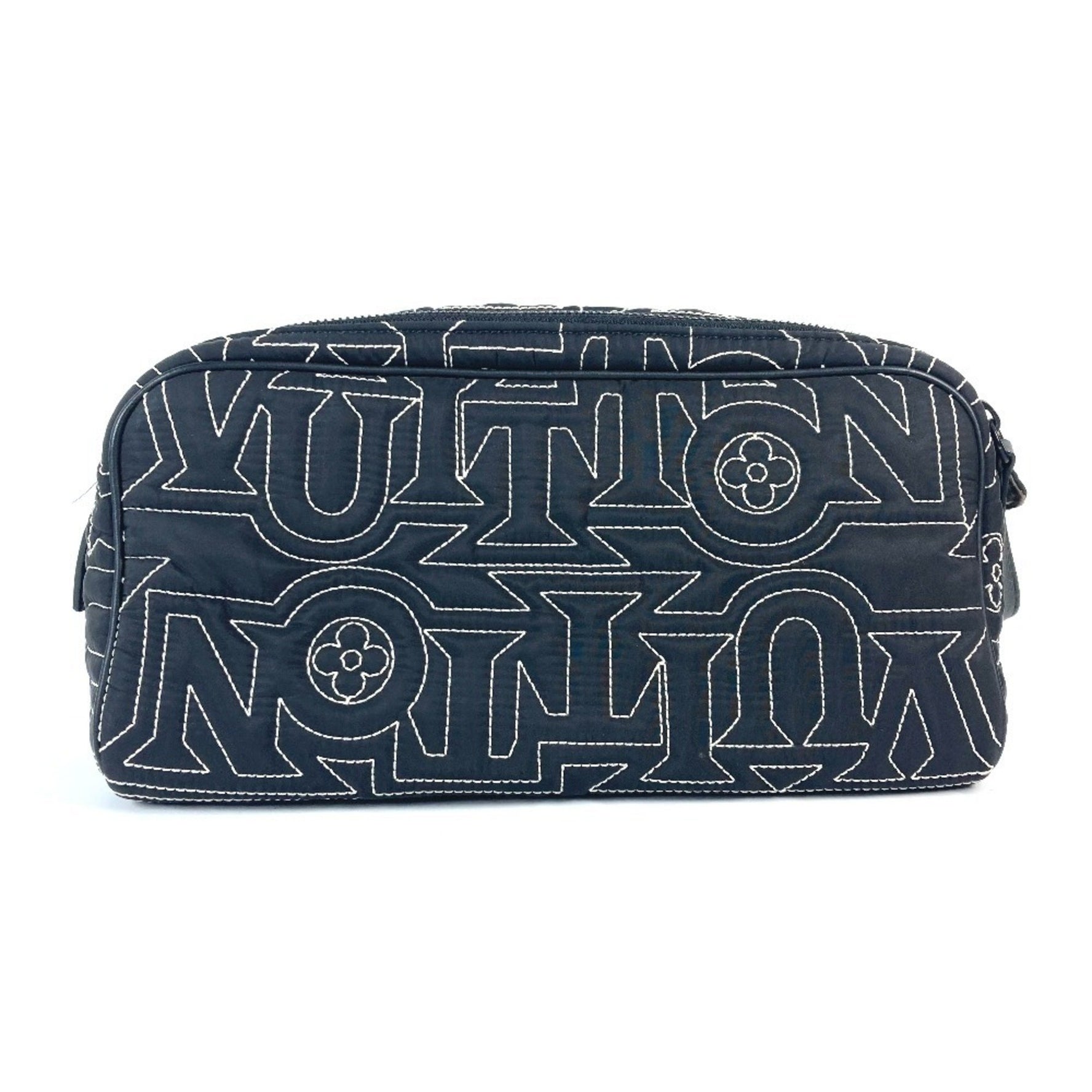 Louis Vuitton LV Snow Collection Dopp Kit Pouch Bag Second Clutch Nylon Men's Black