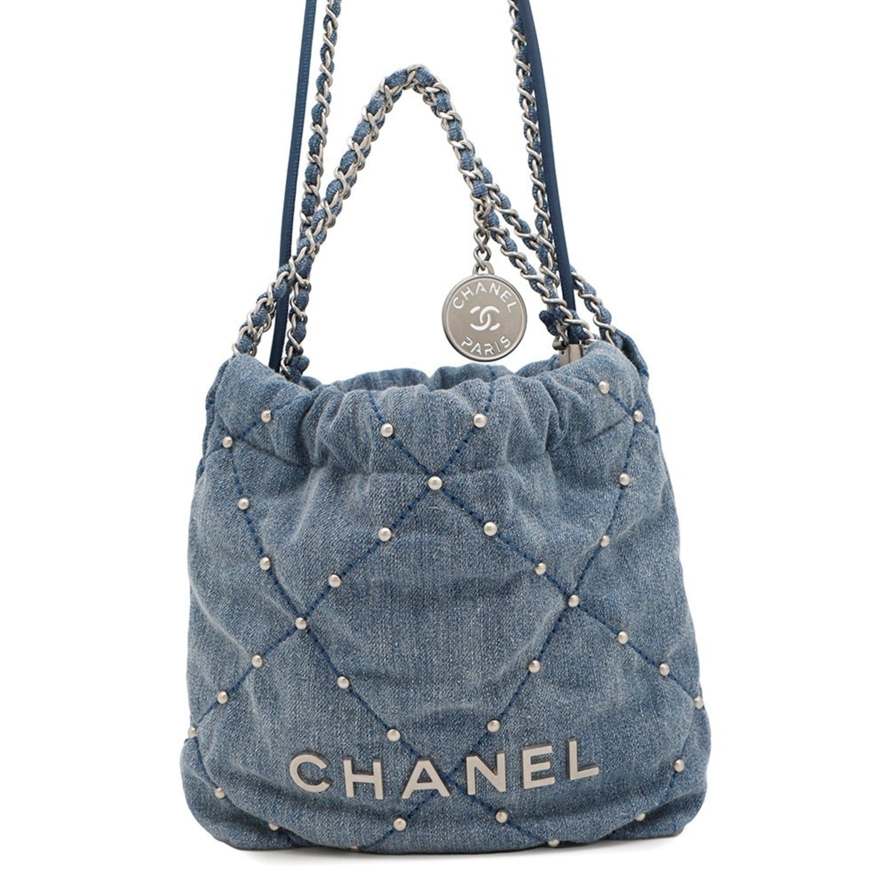 CHANEL 22 Mini Coco Mark Denim Handbag