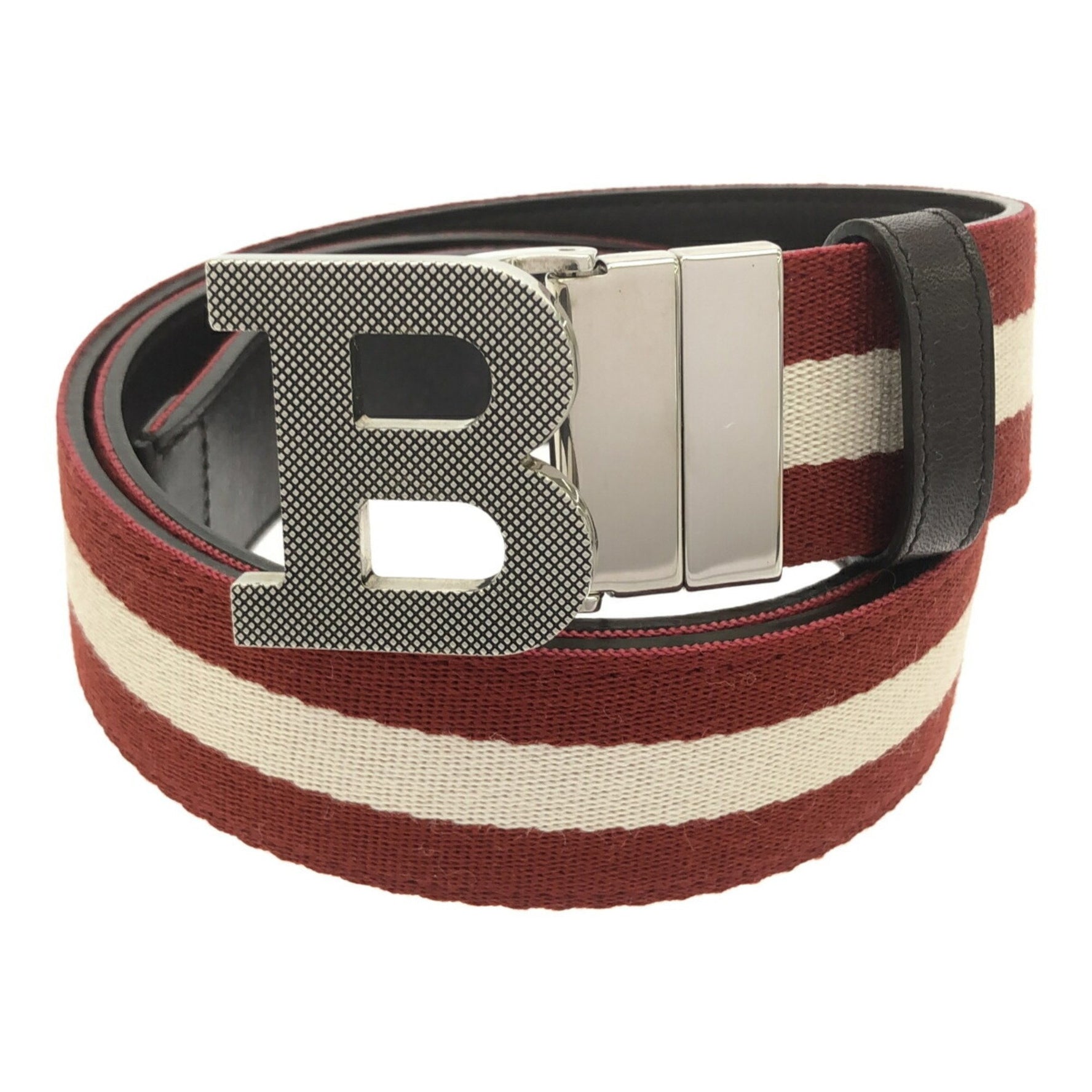 BALLY B BUCKLE BELT 35 Leather GENUINE LEATHER 90/36 Red x Dark Brown Mikunigaoka Store
