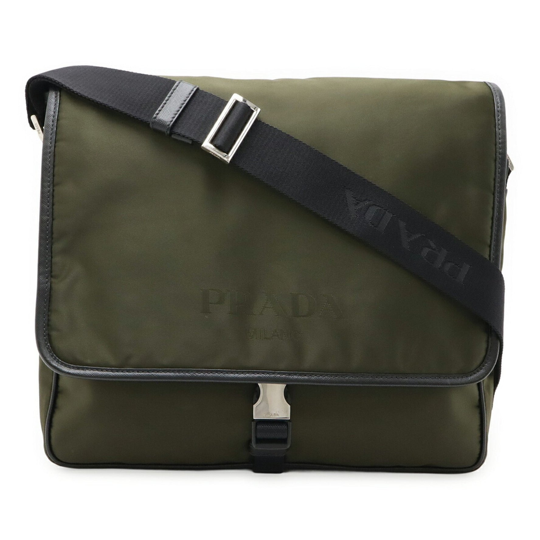 PRADA Jacquard Nylon Shoulder Bag, Green