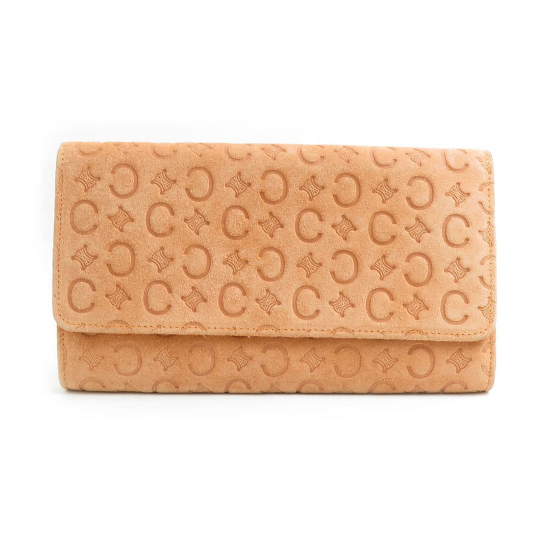 CELINE Long Wallet Suede Orange Beige