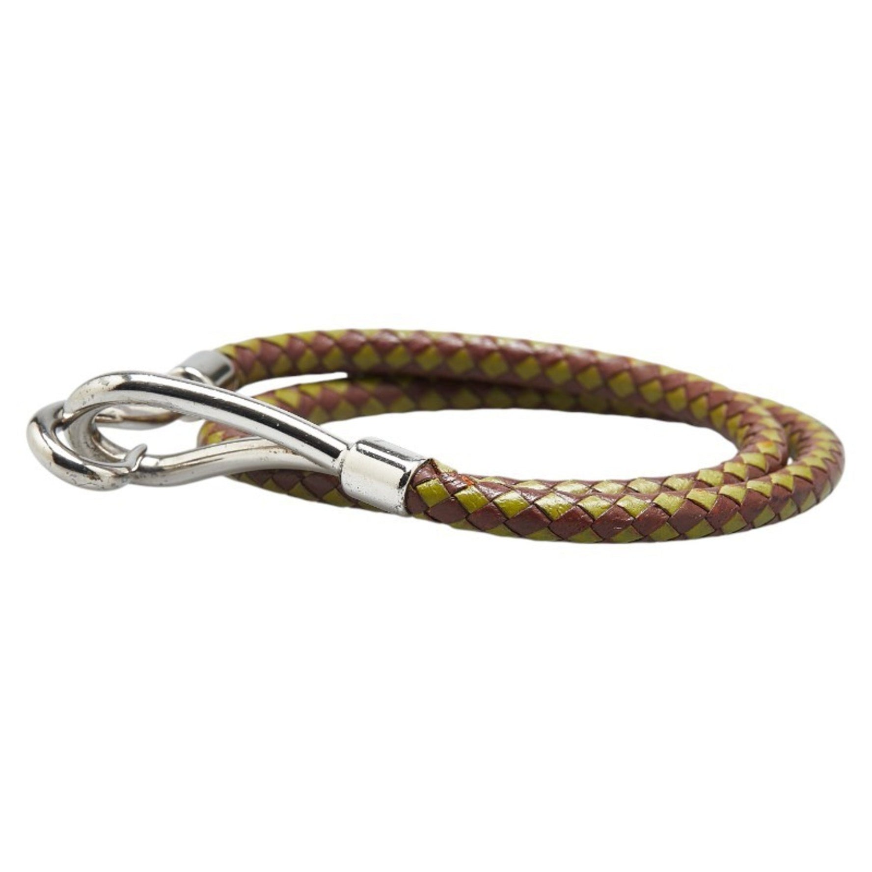 Hermes Jumbo Bracelet Brown Green Leather
