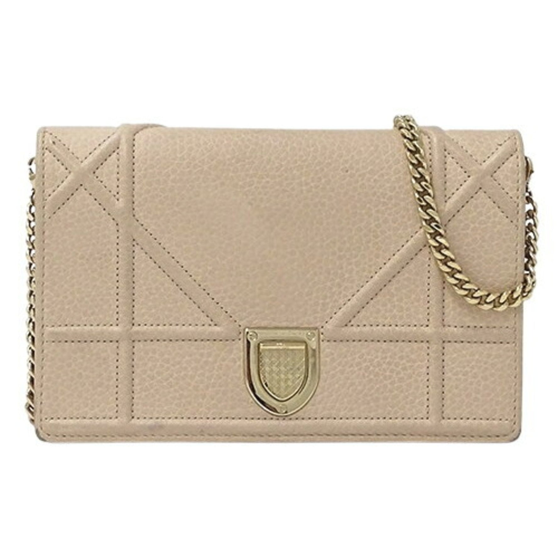 Christian Dior Dior bag shoulder bag, clutch Diorama leather, pink beige, chain