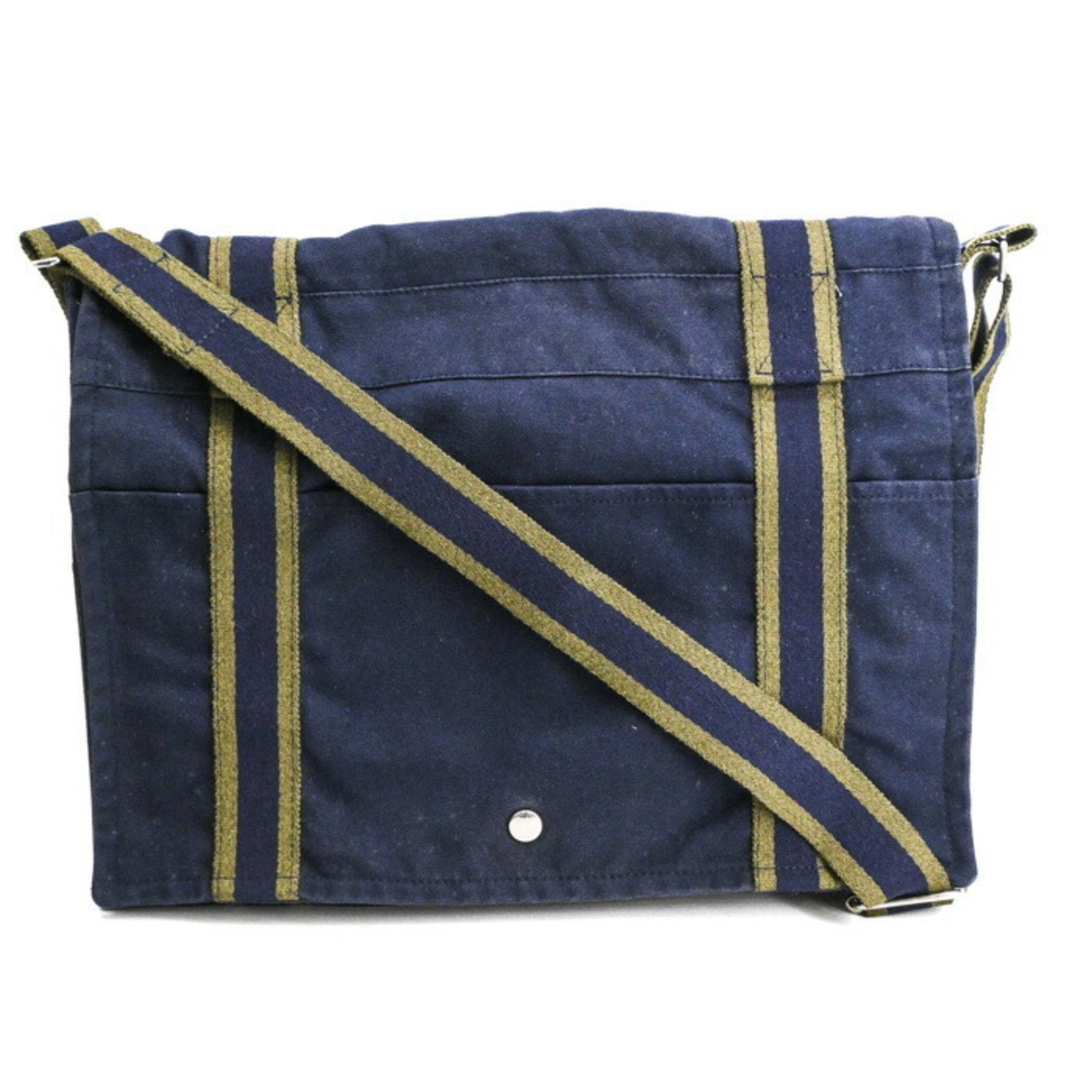HERMES New Four Tou Bassus MM Shoulder Bag in Navy Canvas