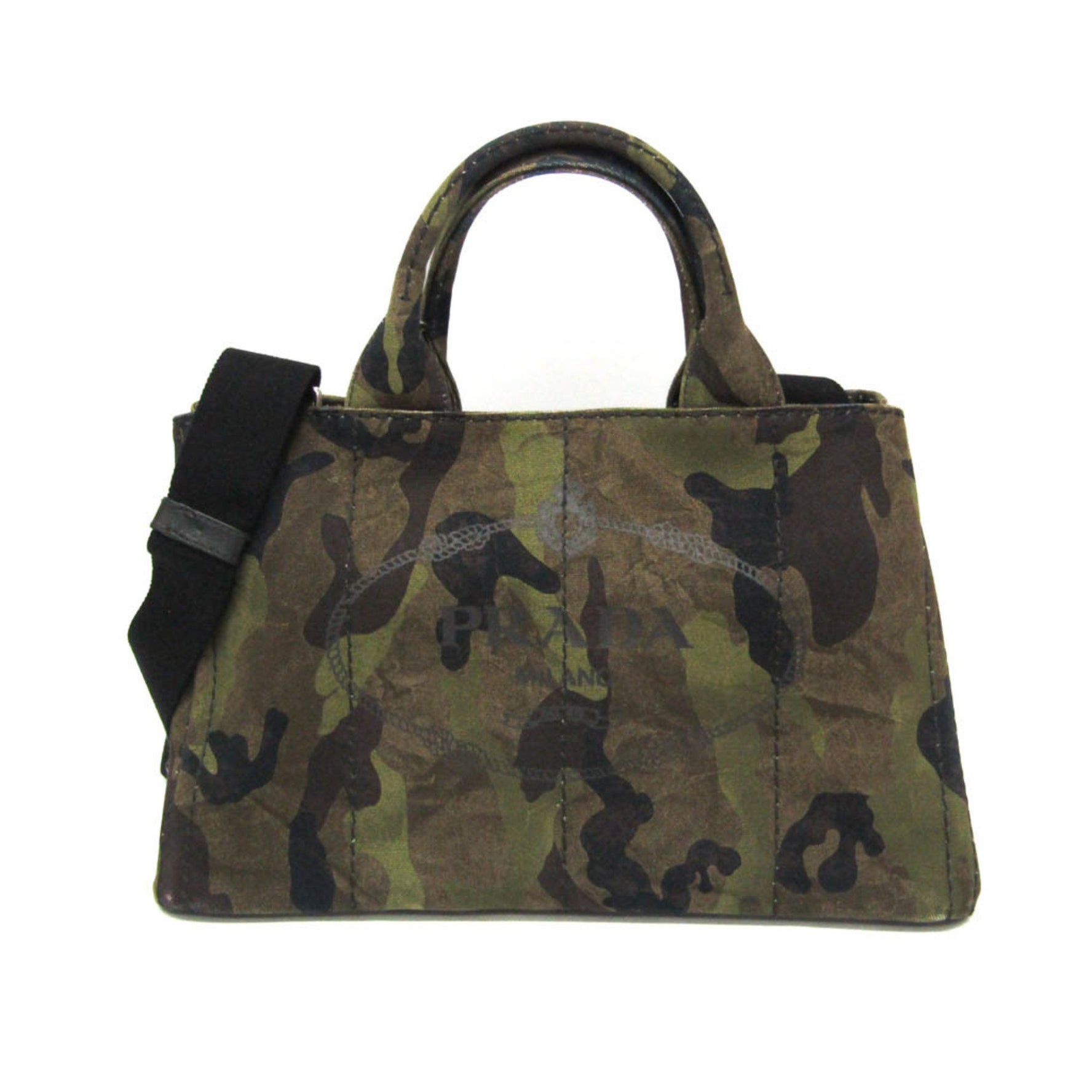 Prada Canapa Camouflage Canvas Handbag,Shoulder Bag Brown,Khaki
