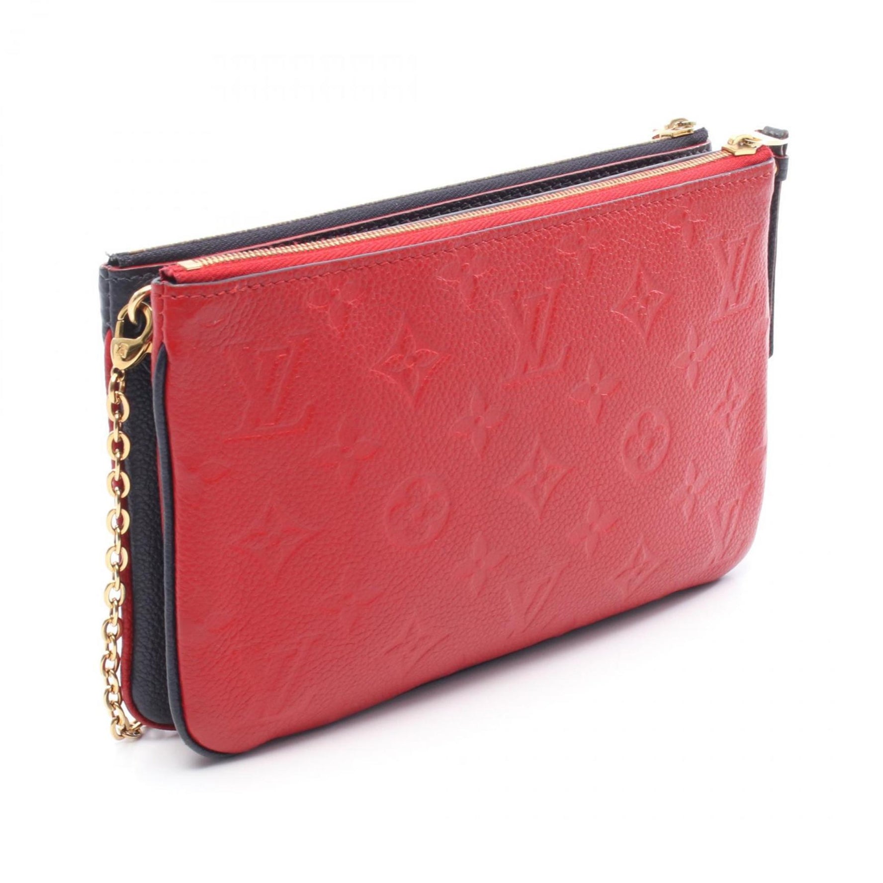 Louis Vuitton Pochette Double Zip Shoulder Bag in Monogram Empreinte Leather, Navy and Red