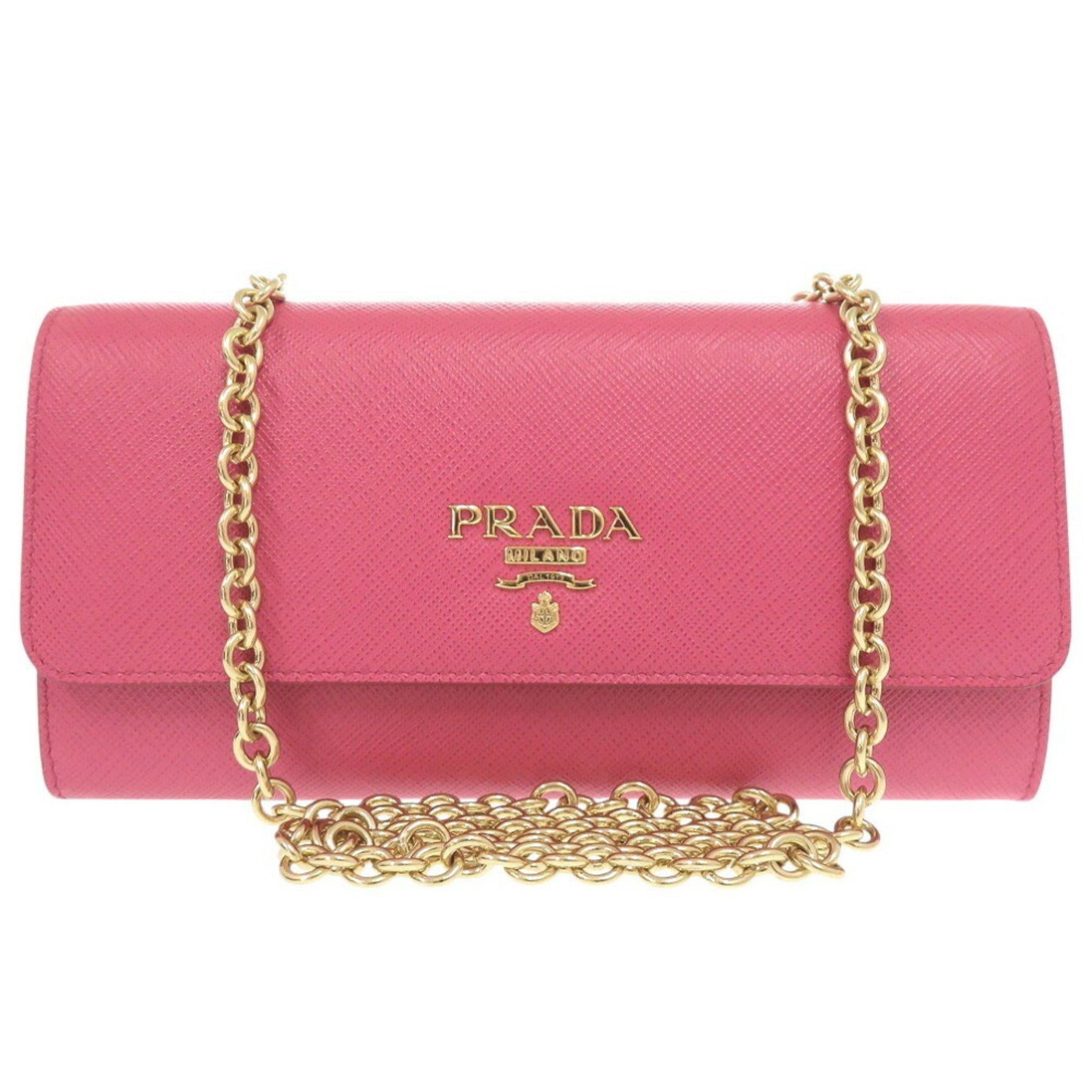 Prada Saffiano Leather PEONIA Chain Wallet Long