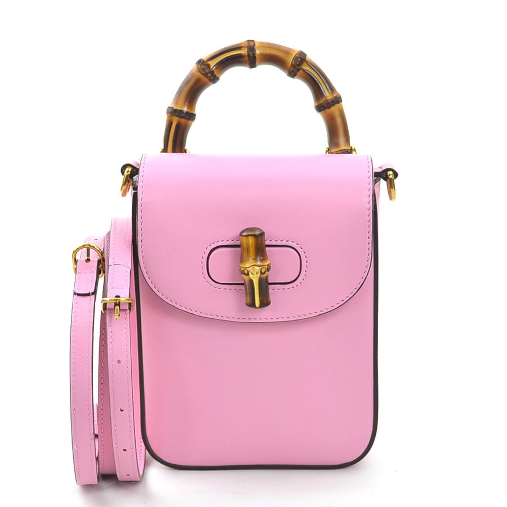 GUCCI Shoulder Bag Backpack Bamboo Leather Gold