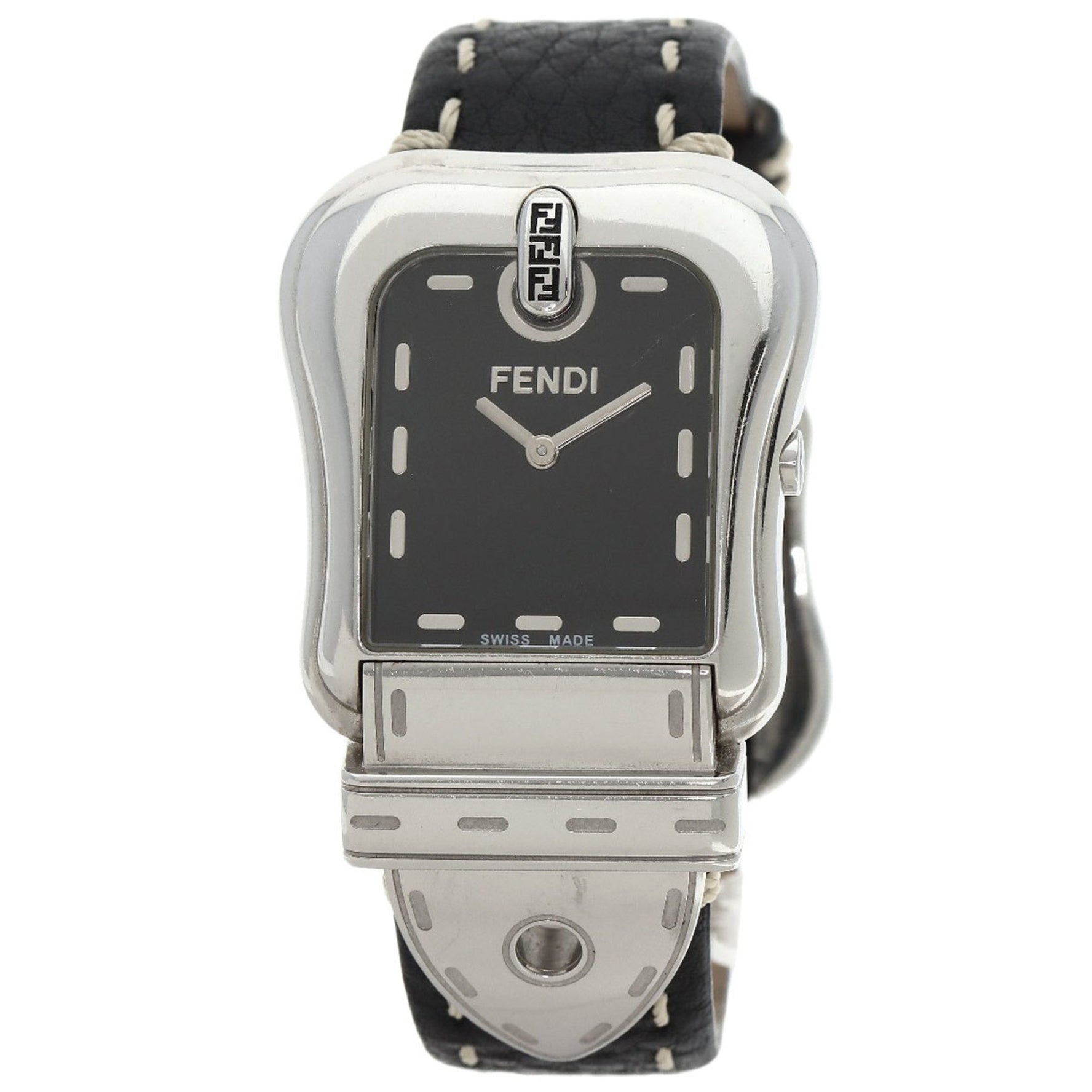 Fendi Buckle Motif Watch Stainless Steel Leather